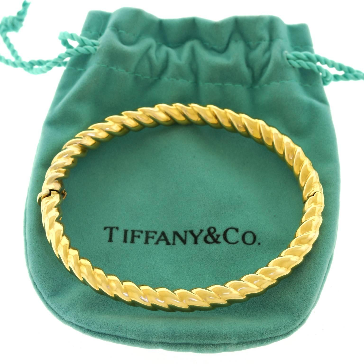 Tiffany & Co. Twisted Rope Motif Gold Bangle In Excellent Condition In Litchfield, CT