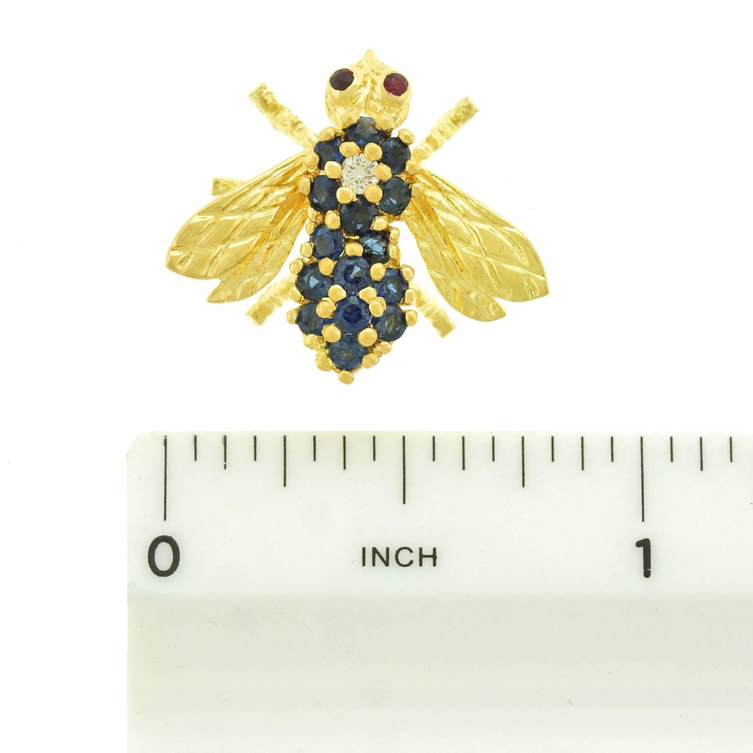 Herbert Rosenthal Sapphire Diamond Gold Bee Brooch 2