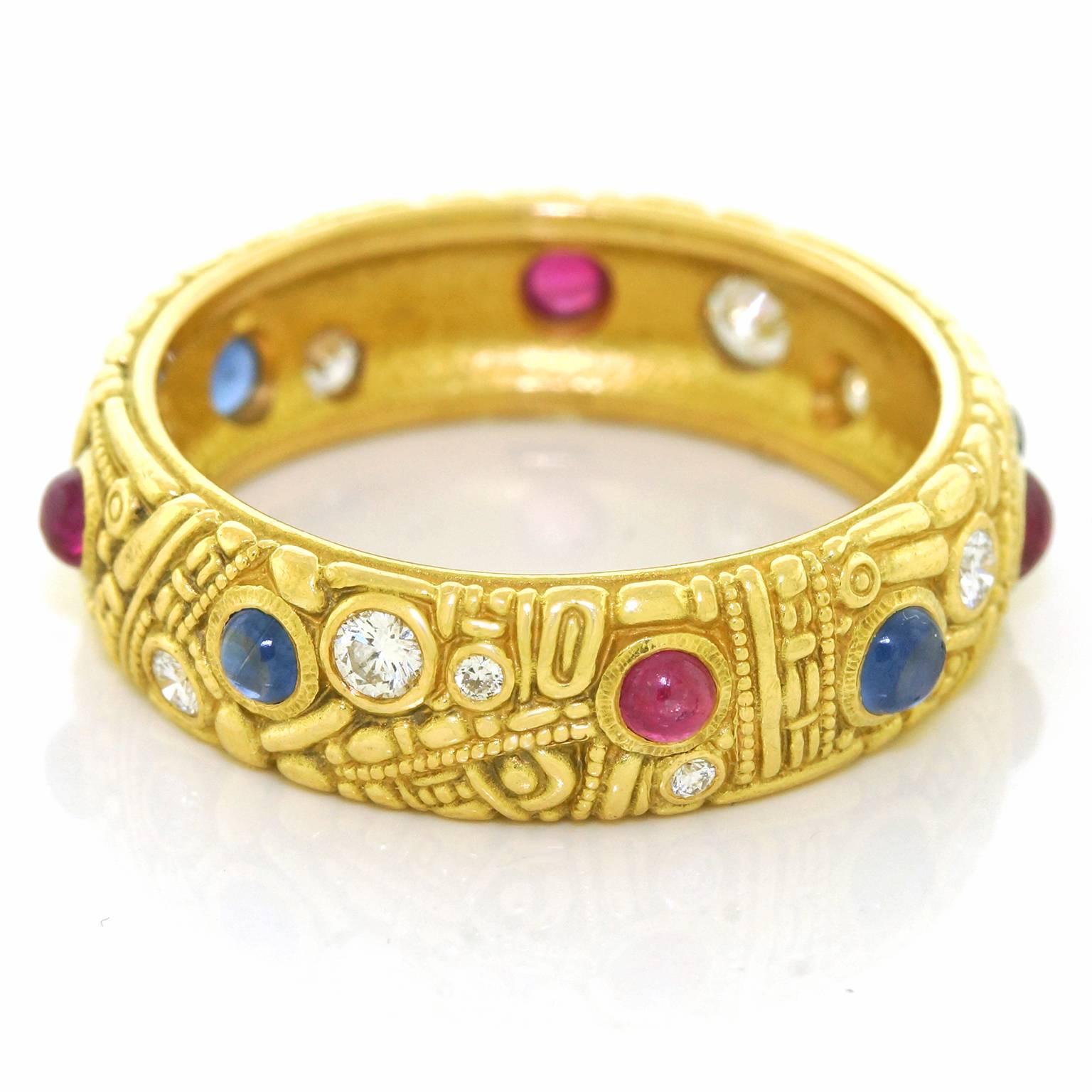Alex Sepkus Carved Collection Gemstone and Yellow Gold Ring In Excellent Condition In Litchfield, CT