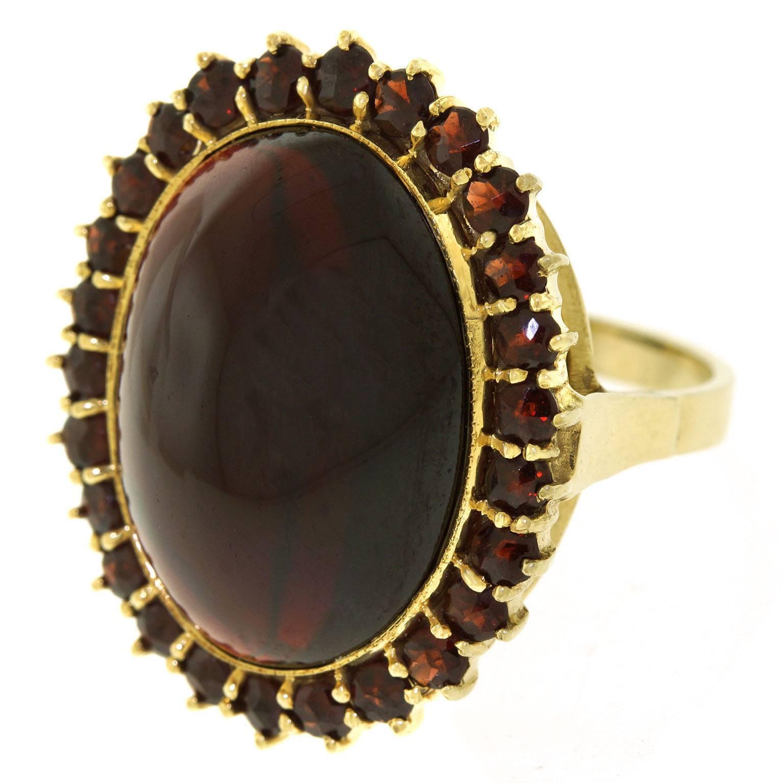 Fabulous Bohemian Garnet Gold Ring In Excellent Condition In Litchfield, CT