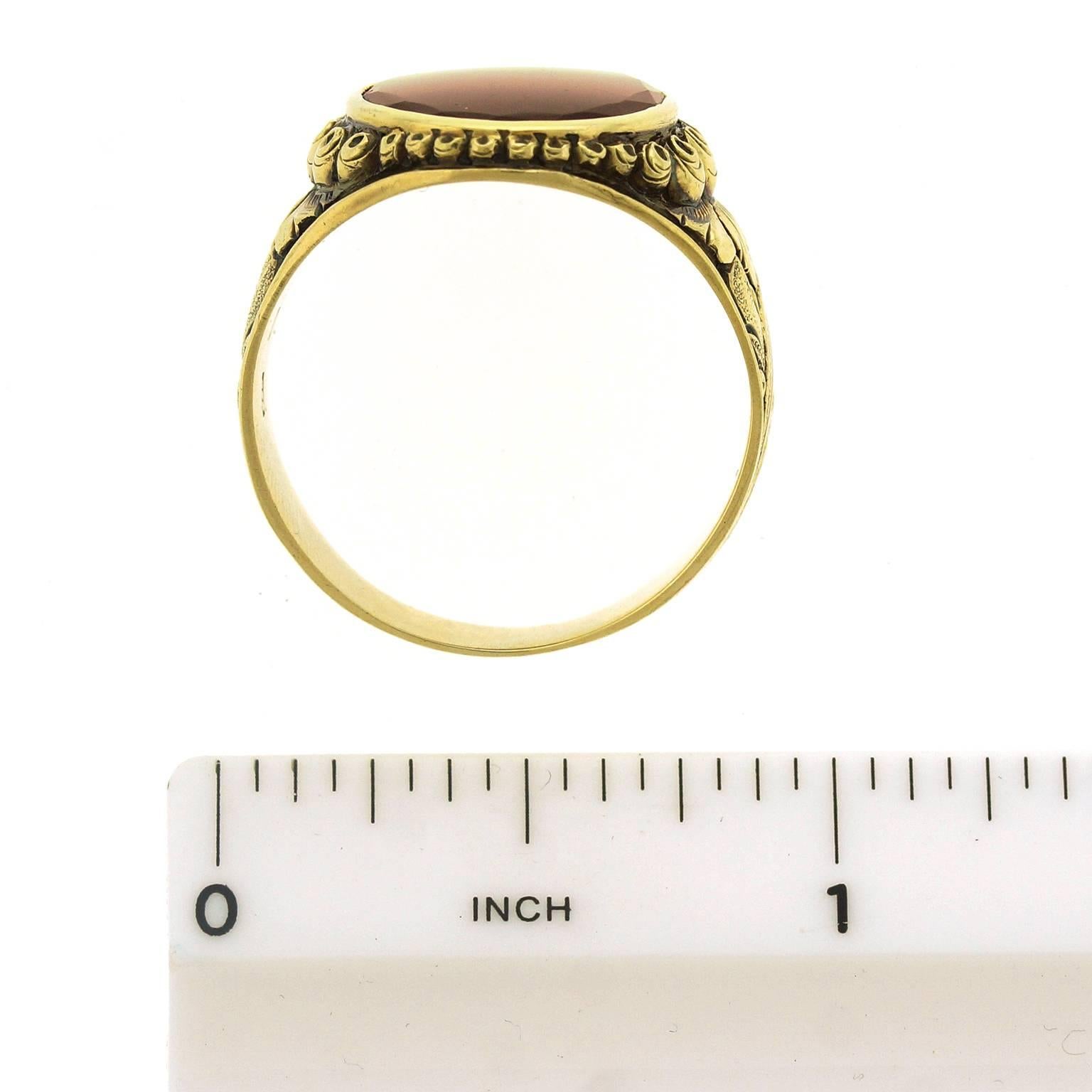 1920s Art Deco Carnelian Gold Signet Ring  2