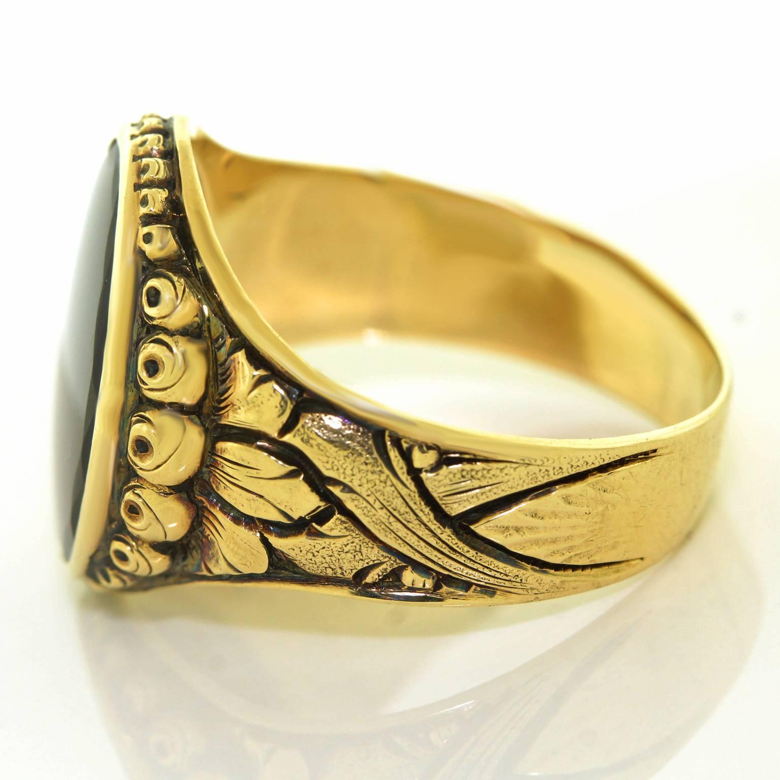 1920s Art Deco Carnelian Gold Signet Ring  3