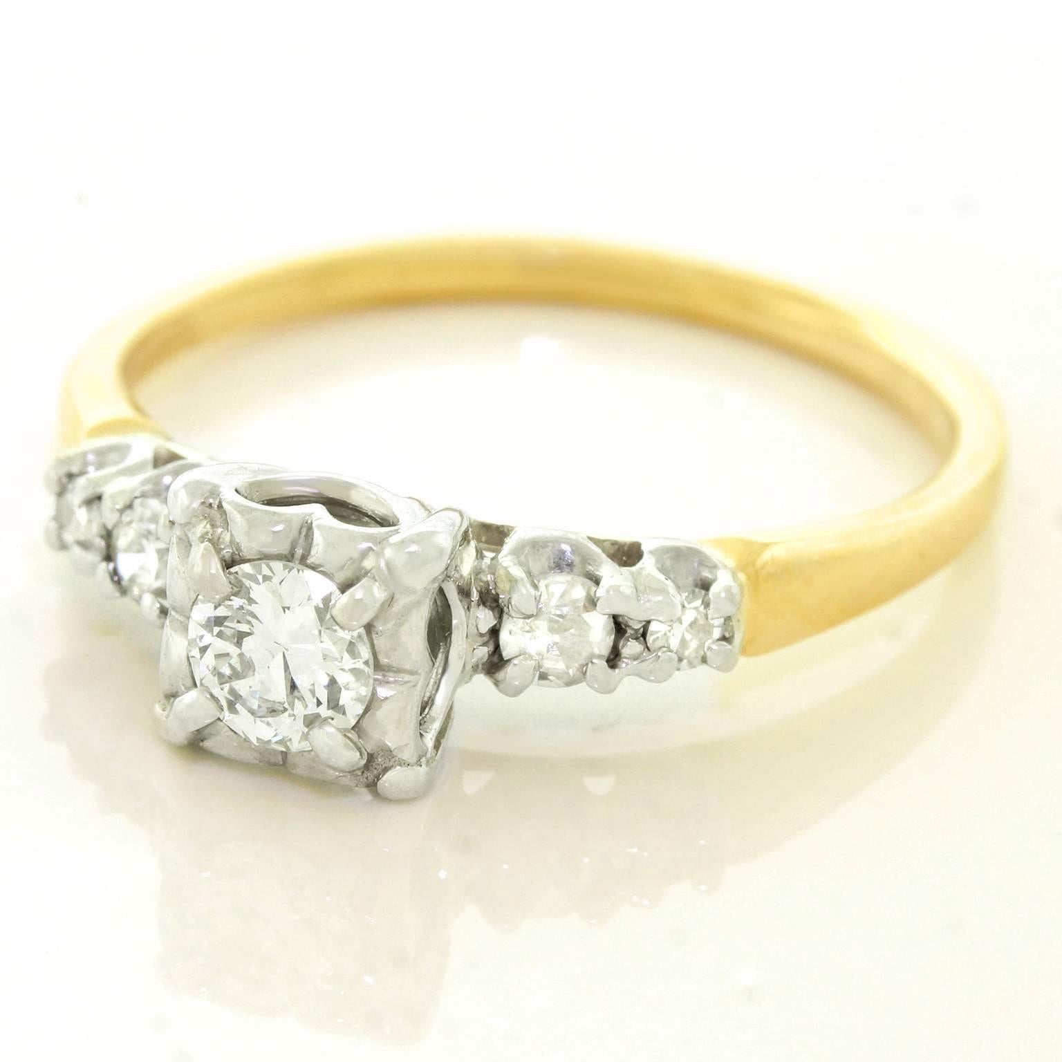 Jabel Art Deco Diamond Gold Engagement Ring In Excellent Condition In Litchfield, CT