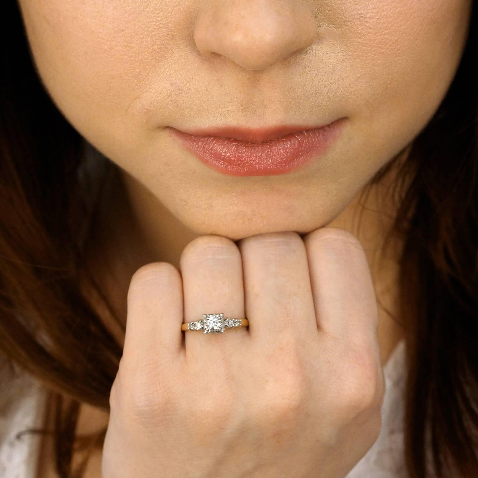 Women's or Men's Jabel Art Deco Diamond Gold Engagement Ring