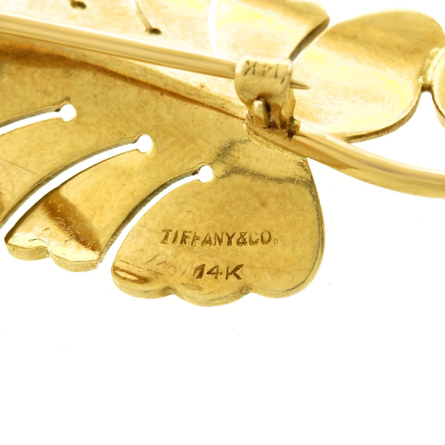Tiffany & Co. Art Deco Gold Leaf Brooch 1