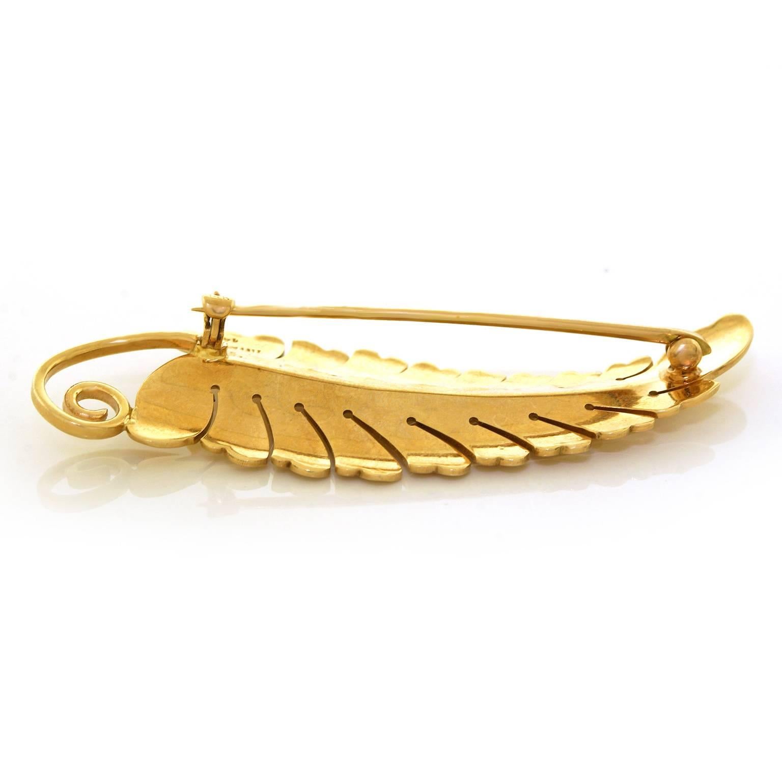 Tiffany & Co. Art Deco Gold Leaf Brooch 3