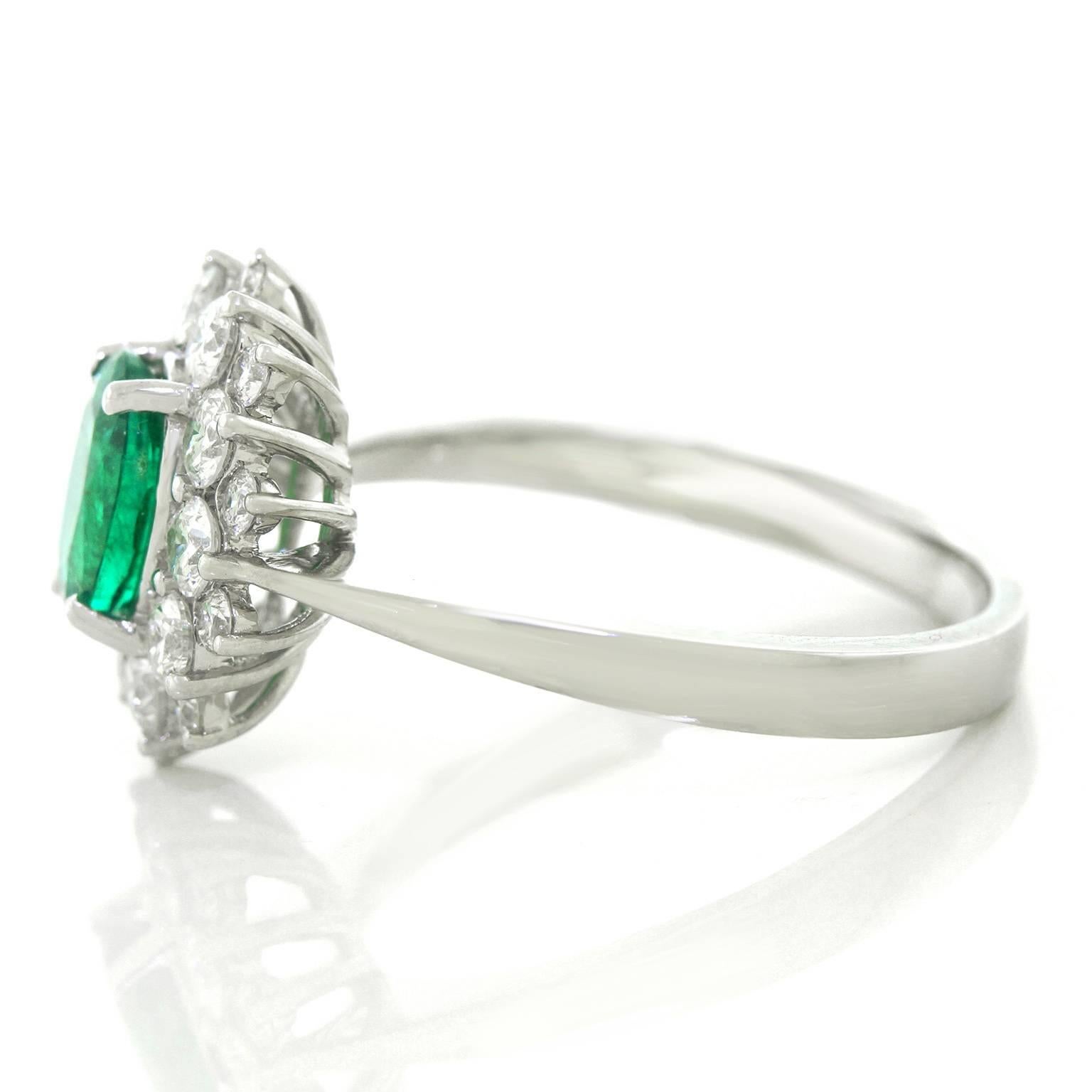 Vibrant Emerald and Diamond Ring in White Gold 3