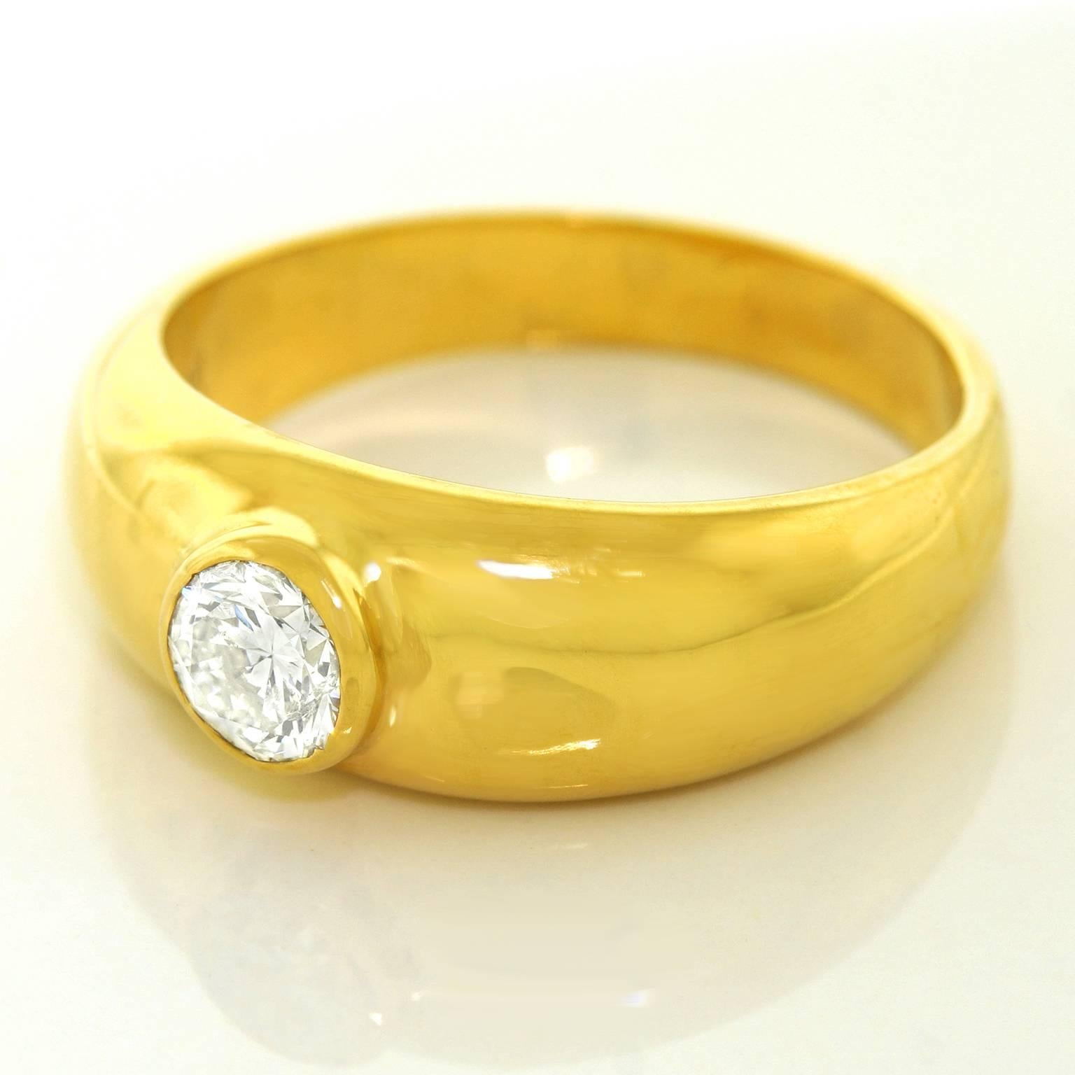 Art Deco Gypsy-Set Diamond Gold Stacking Ring In Excellent Condition In Litchfield, CT