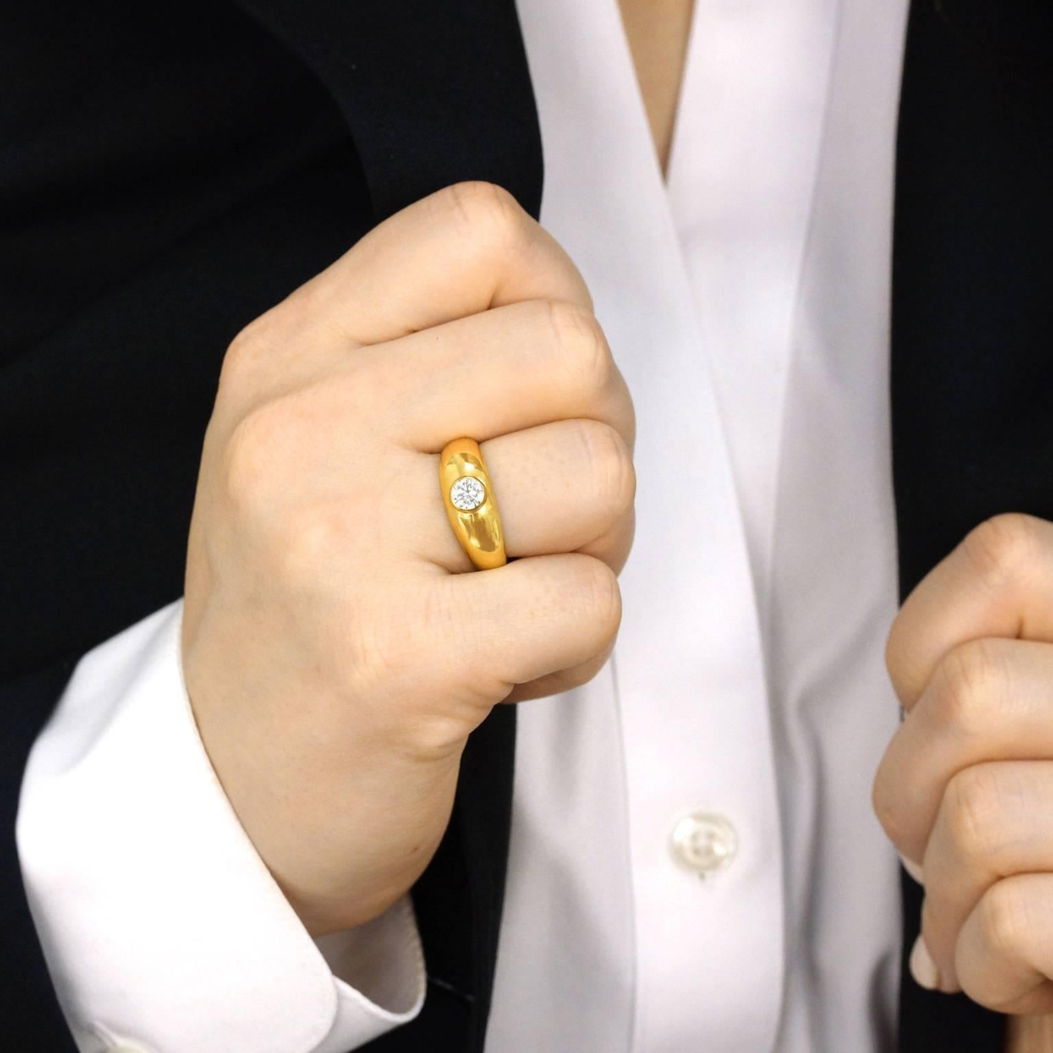 Women's Art Deco Gypsy-Set Diamond Gold Stacking Ring