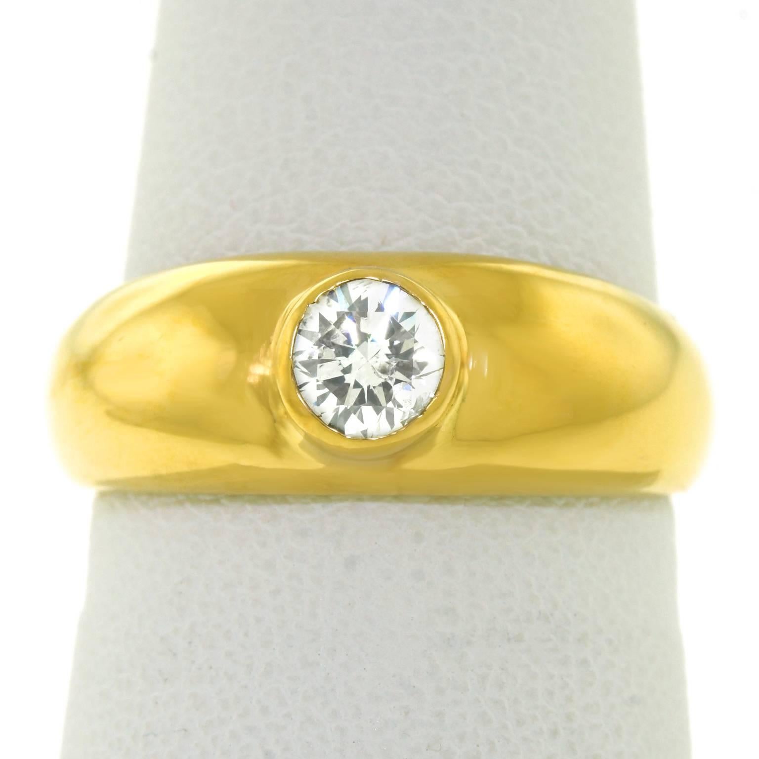 Art Deco Gypsy-Set Diamond Gold Stacking Ring 4
