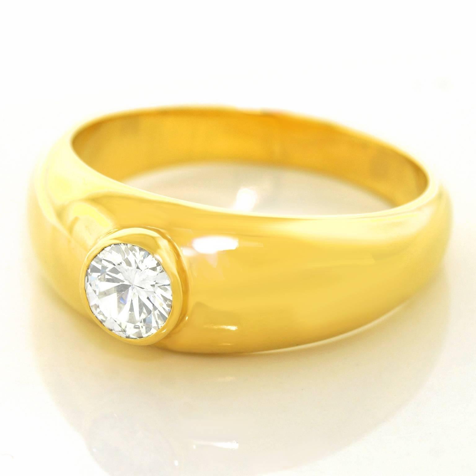 Art Deco Gypsy-Set Diamond Gold Stacking Ring In Excellent Condition In Litchfield, CT