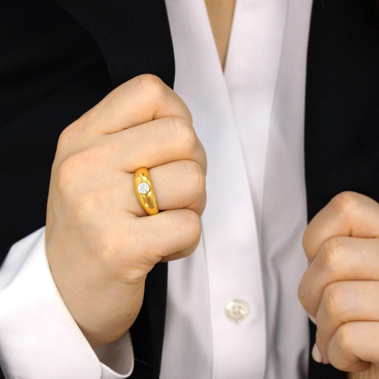 Men's Art Deco Gypsy-Set Diamond Gold Stacking Ring