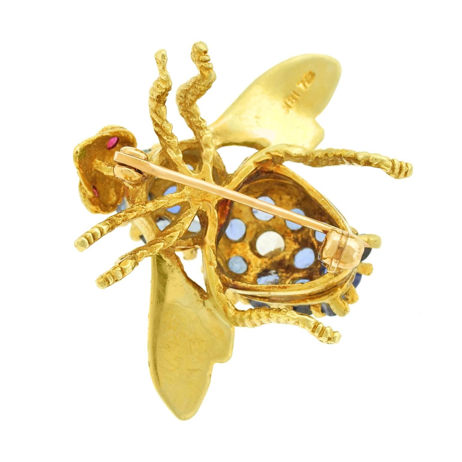 Herbert Rosenthal Sapphire and Diamond-Set Gold Bee Pin 3