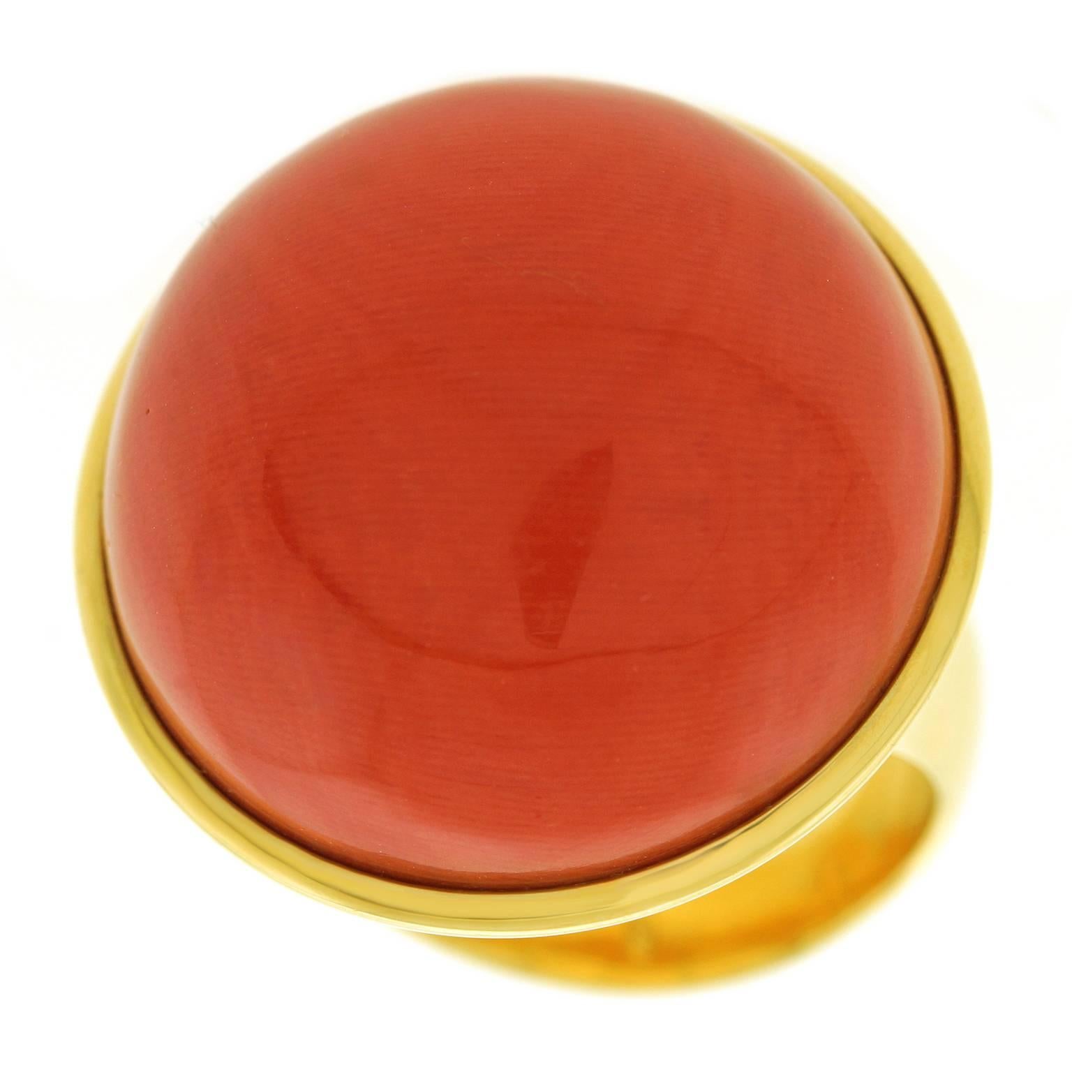 1970s Majo Fruithof Chic Modernist Natural Coral Gold Ring 3