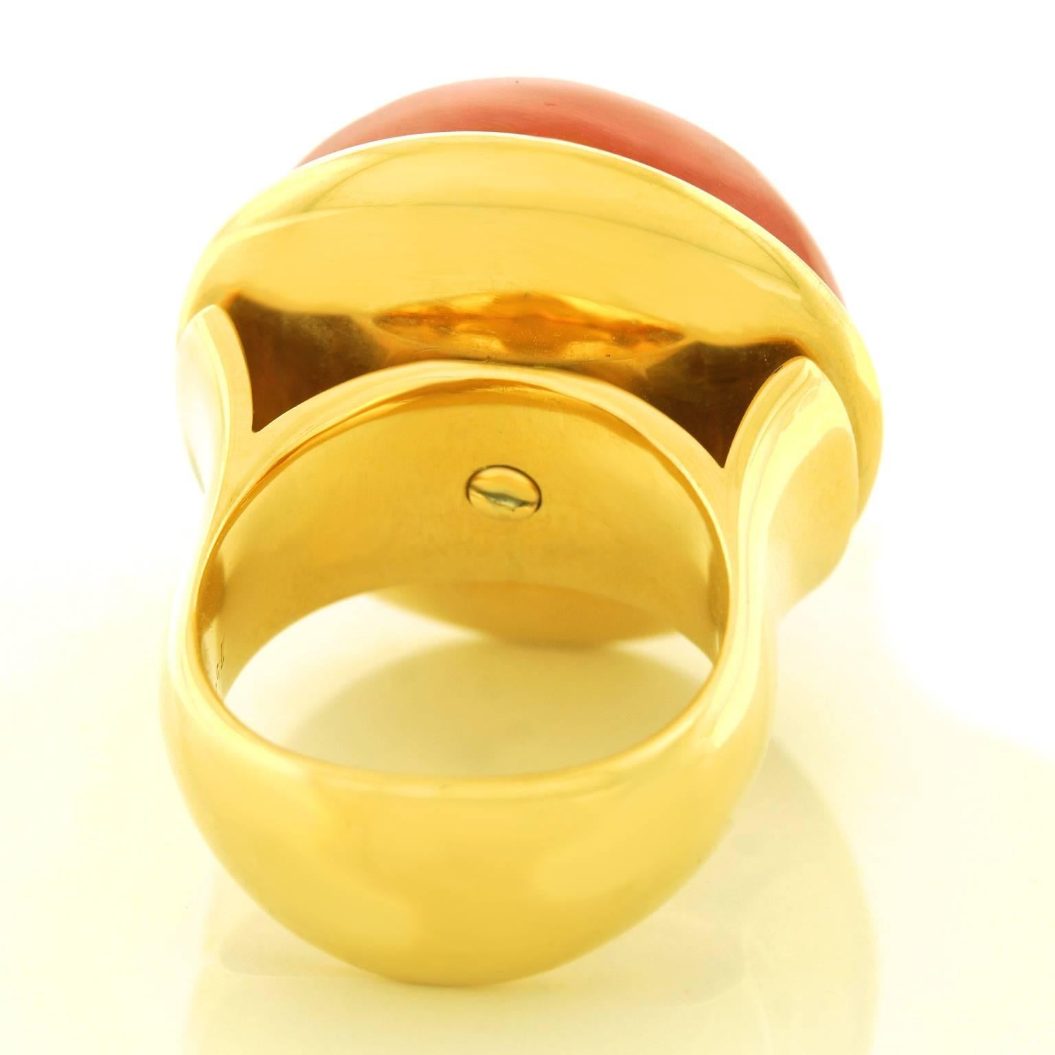1970s Majo Fruithof Chic Modernist Natural Coral Gold Ring 4