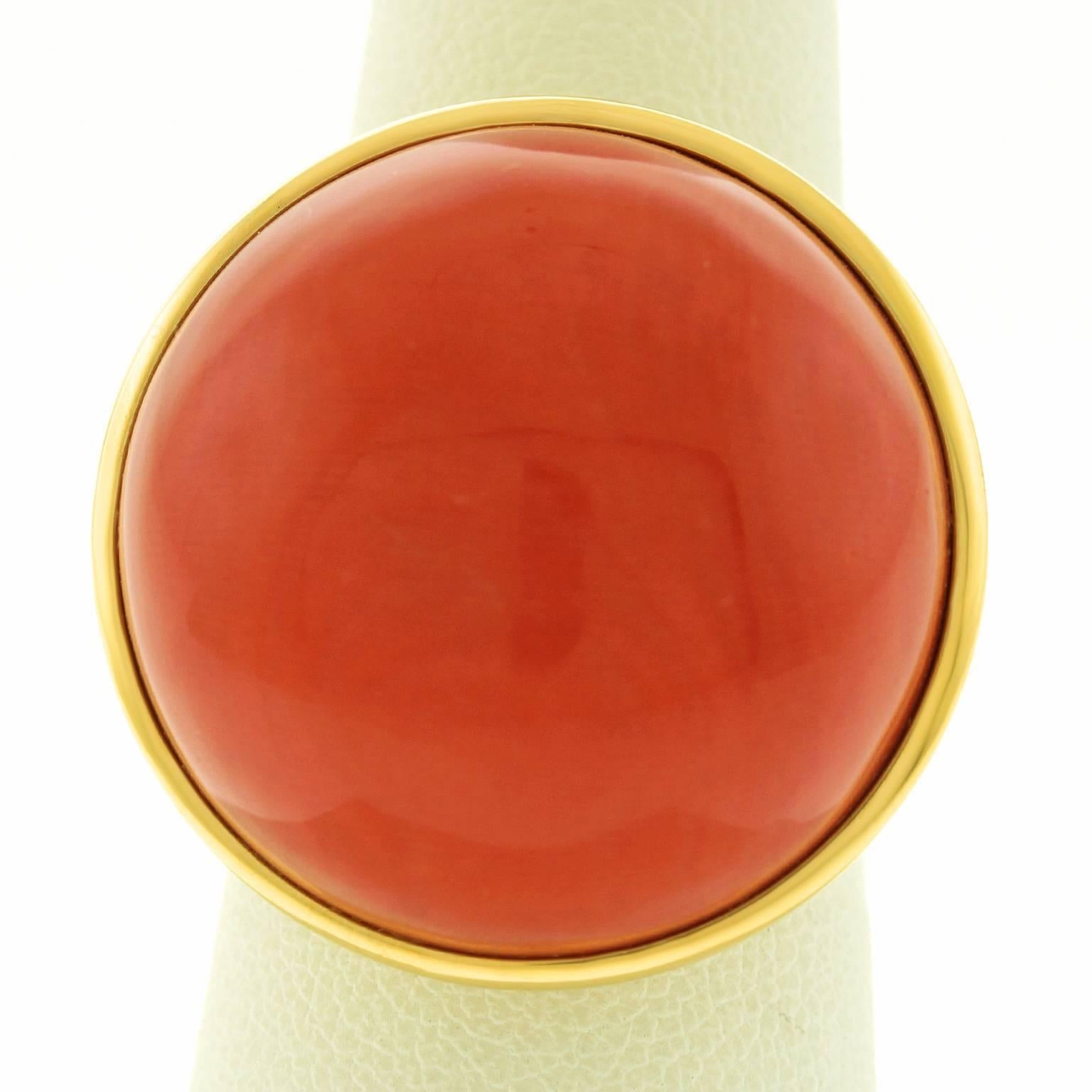 1970s Majo Fruithof Chic Modernist Natural Coral Gold Ring 5