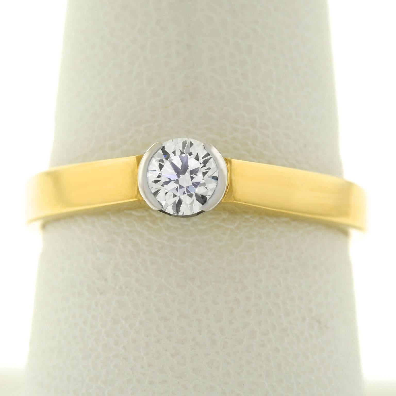 Hearts on Fire Platinum Gold and Diamond Engagement Ring In Excellent Condition In Litchfield, CT