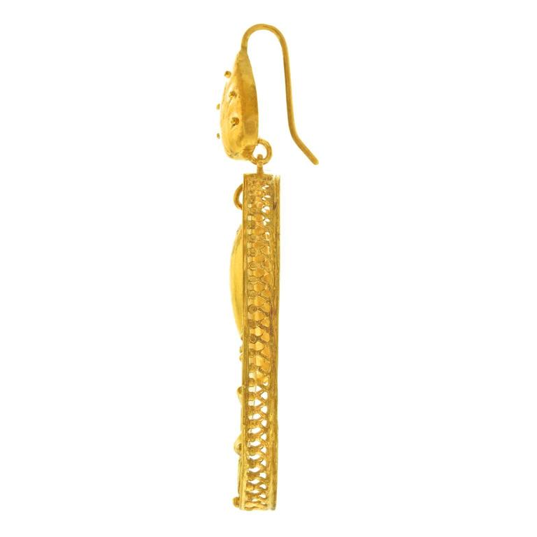 Antique Art Nouveau Gold Dangle Earrings 1