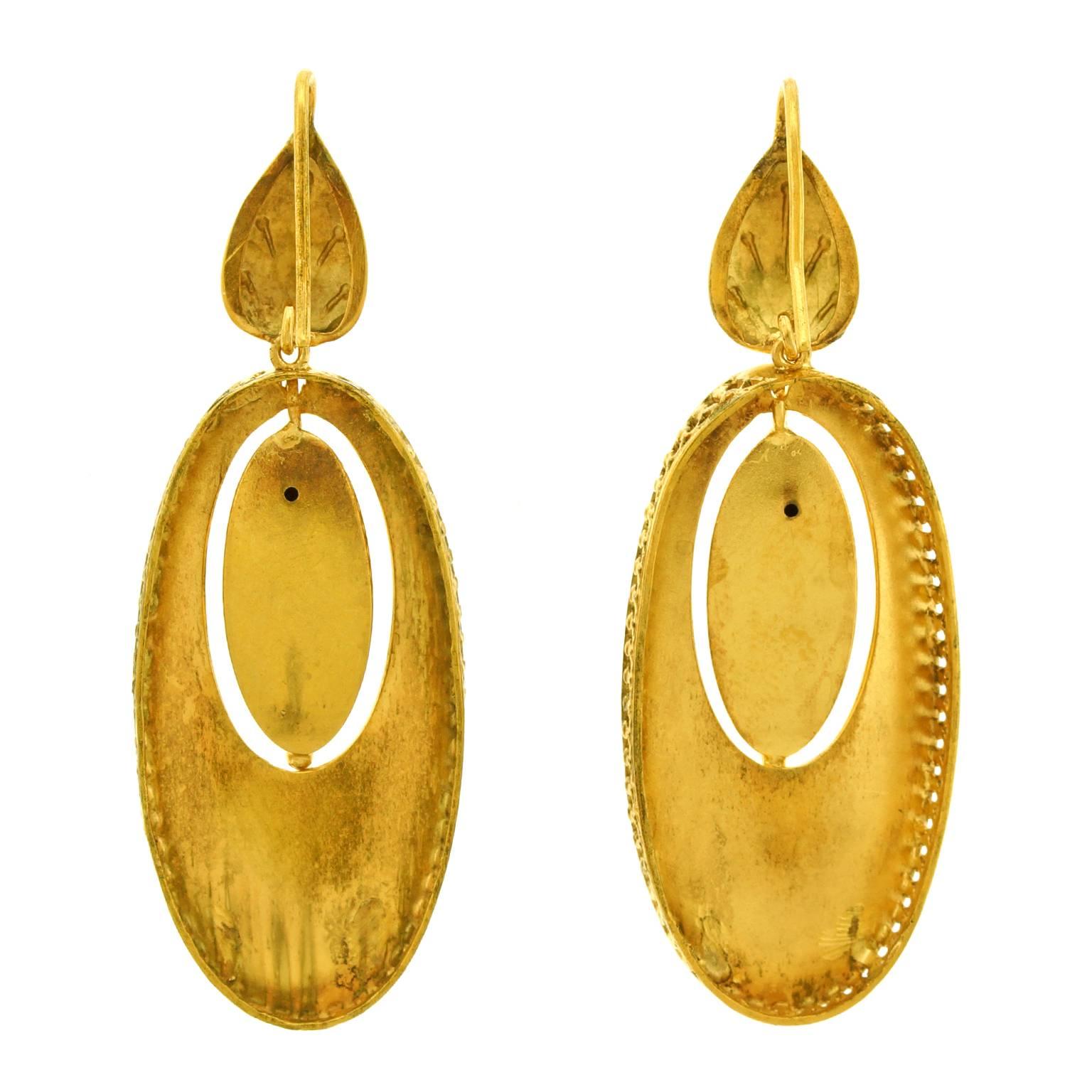 Antique Art Nouveau Gold Dangle Earrings 2