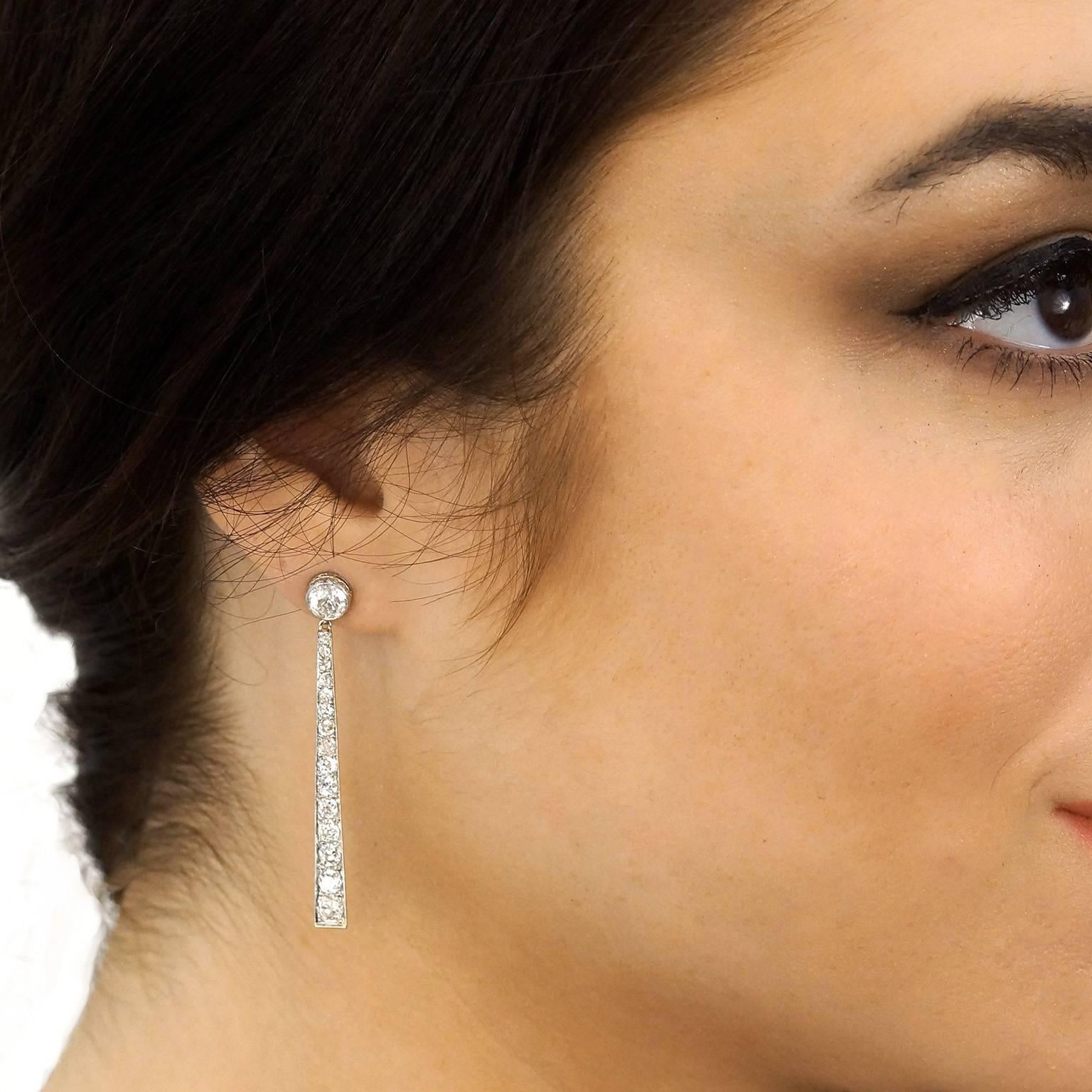 Women's Fabulous Art Deco Diamond Dangle Earrings