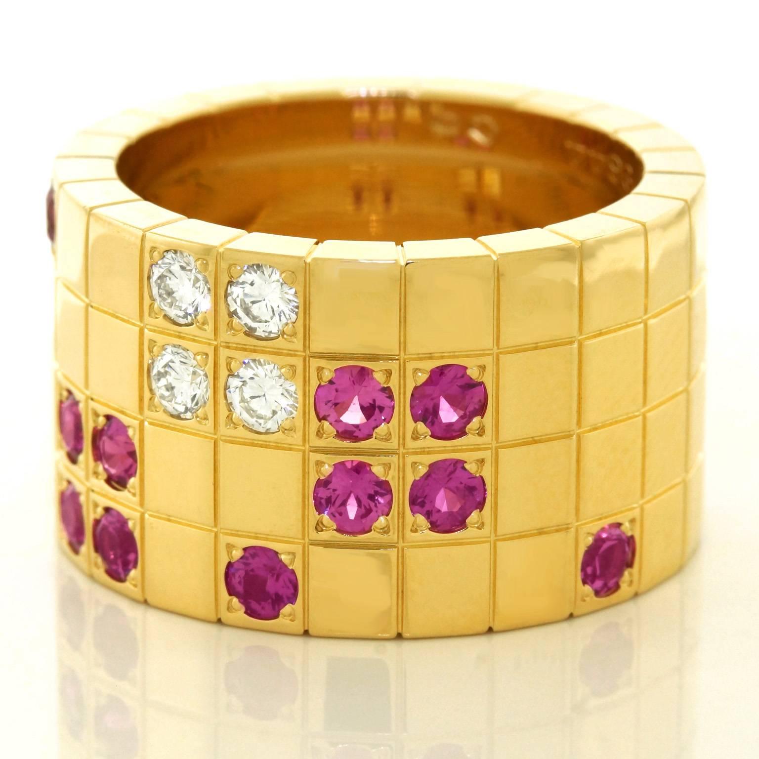 Cartier Ruby Diamond Gold “Lanieres” Ring In Excellent Condition In Litchfield, CT