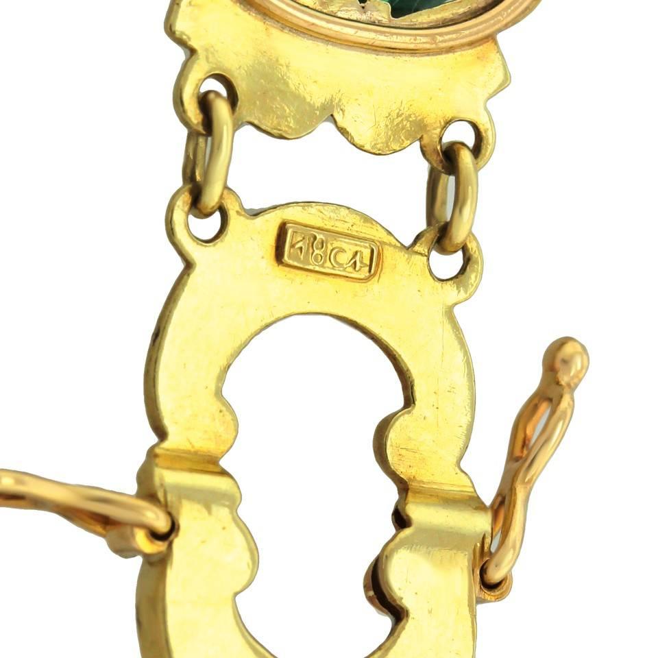 Baroque Revival Green Tourmaline Set Gold Bracelet 1