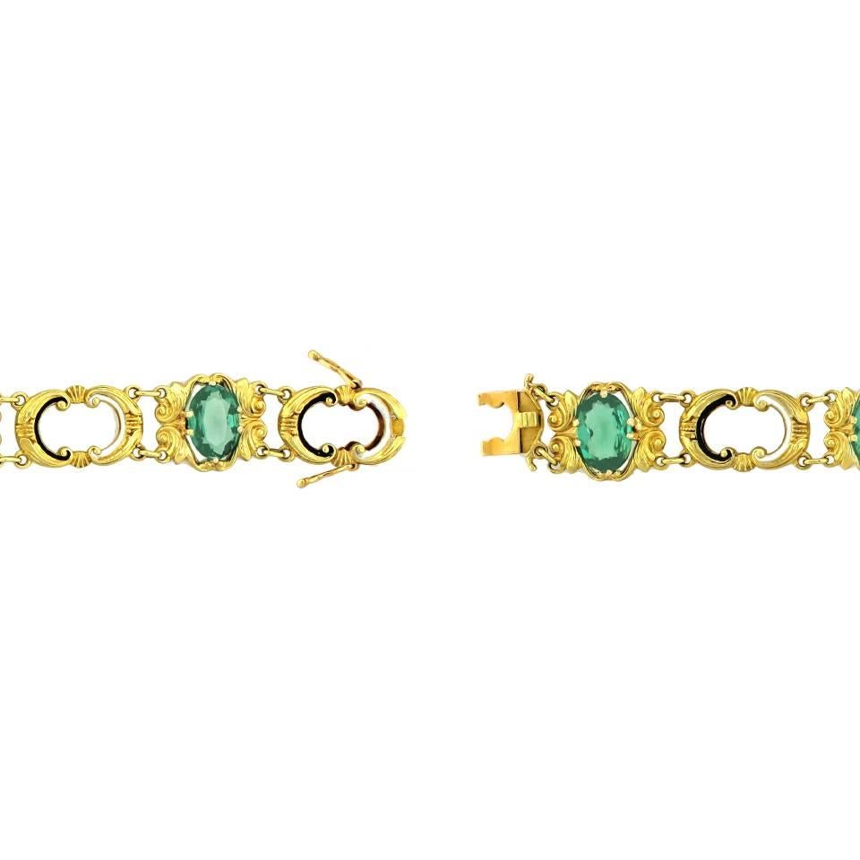 Baroque Revival Green Tourmaline Set Gold Bracelet 4