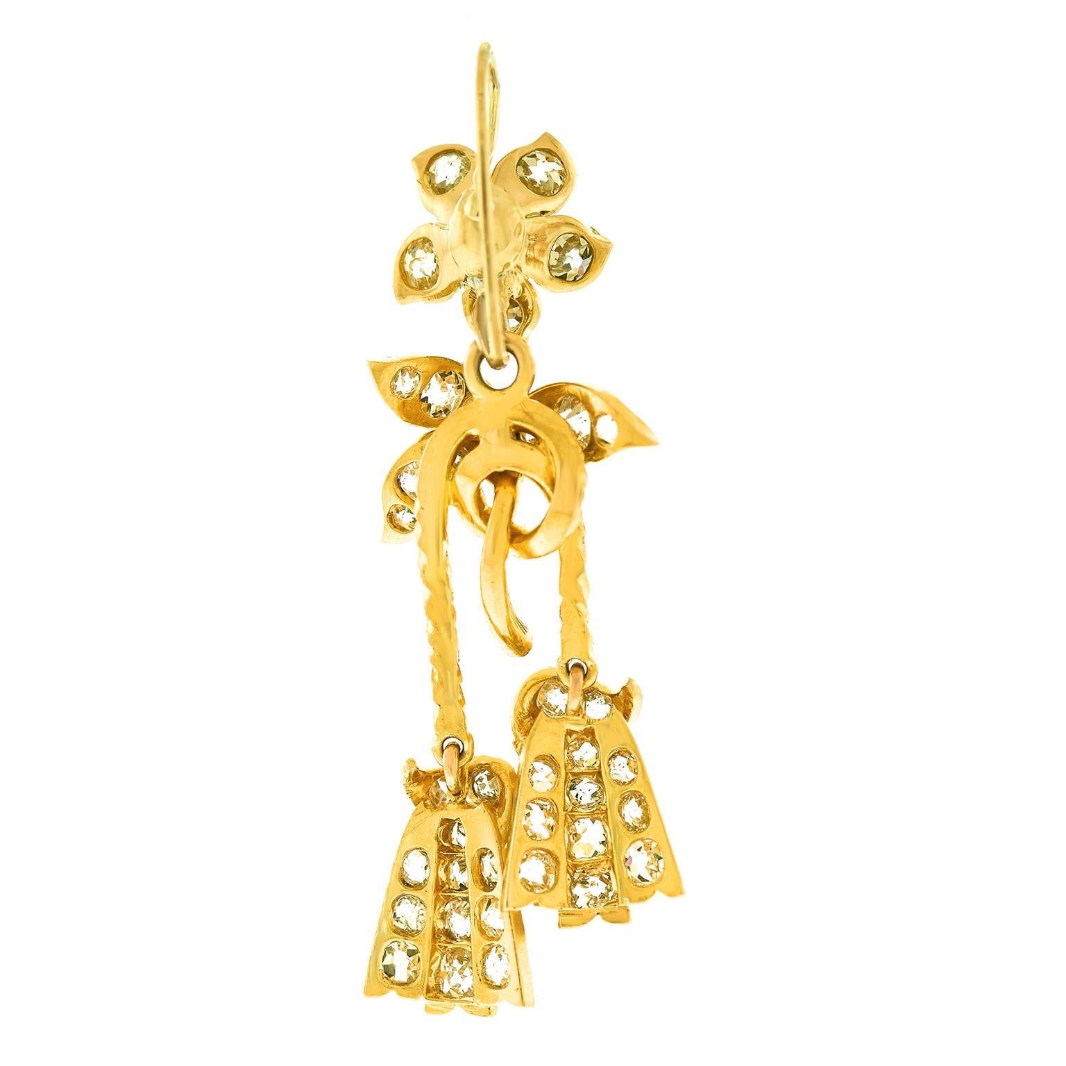 Victorian Diamond Gold Dangle Earrings 1
