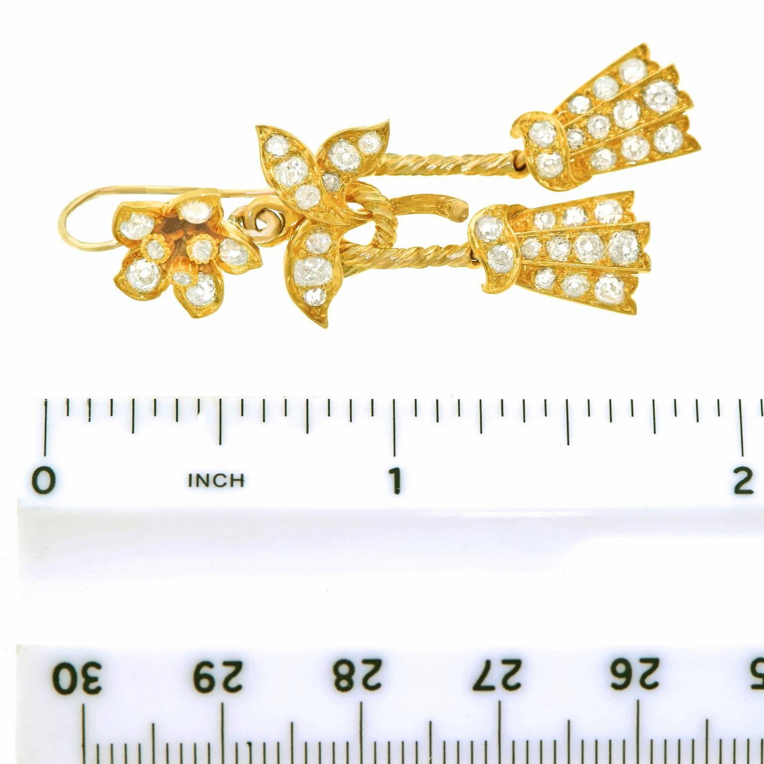 Victorian Diamond Gold Dangle Earrings 2