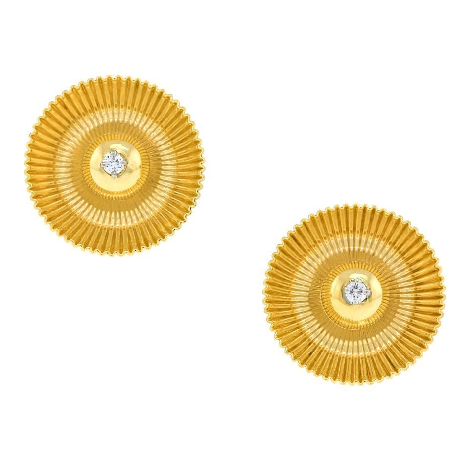 1950s Tiffany & Co. Modernist Ribbon Motif Gold Earrings
