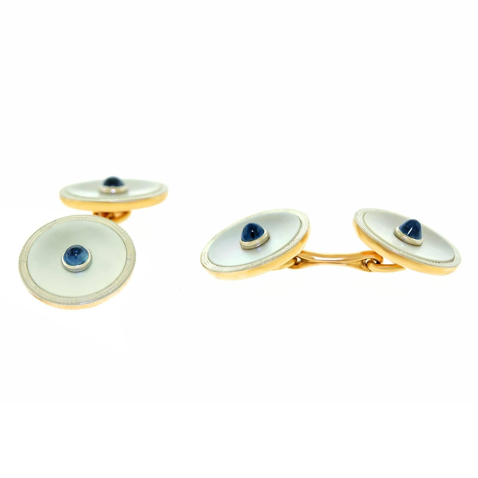sapphire mother of pearl cufflinks