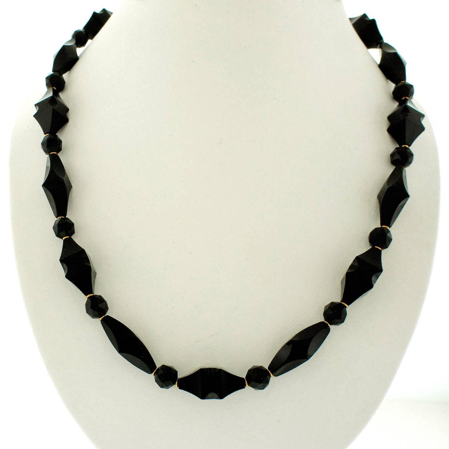 Antique Onyx and Gold Necklace For Sale at 1stdibs