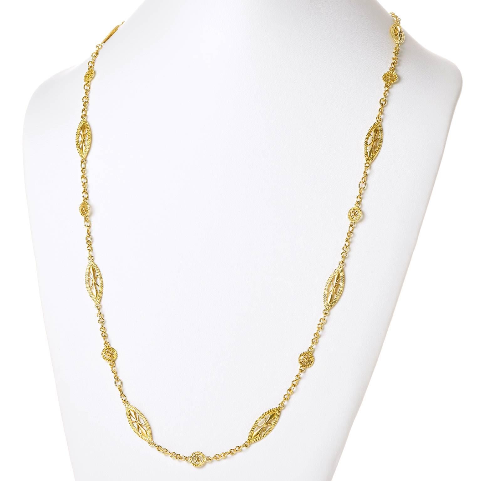 Women's 28-inch Antique French Filigree Gold Necklace