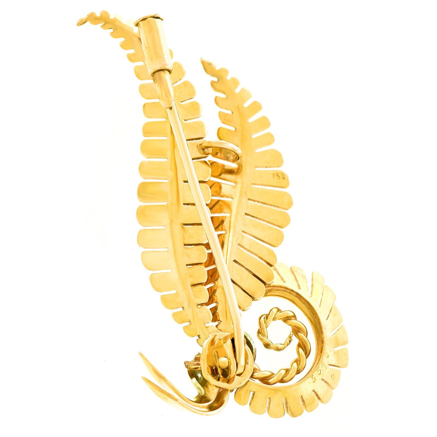 Art Deco Gold Brooch, French 3