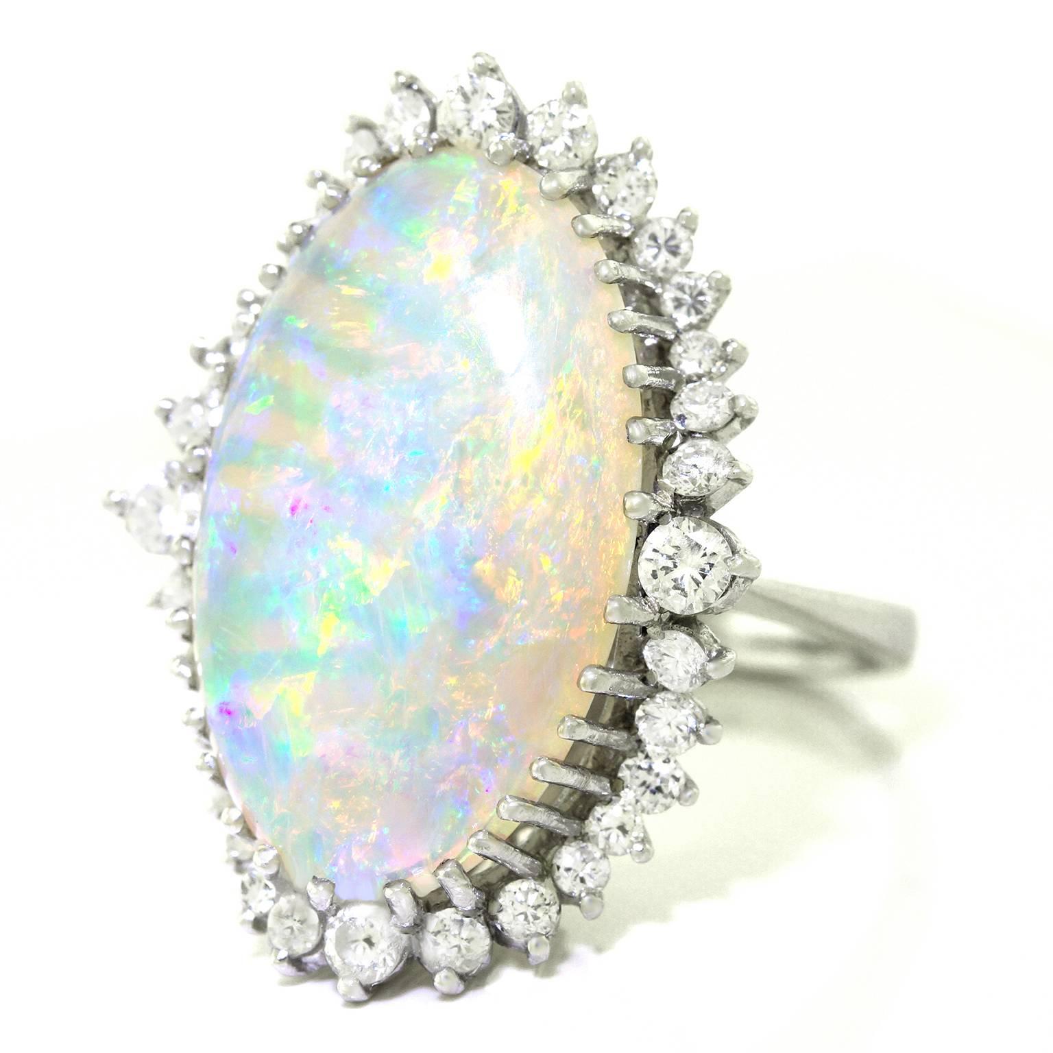 Superb Opal and Diamond White Gold Ring 4