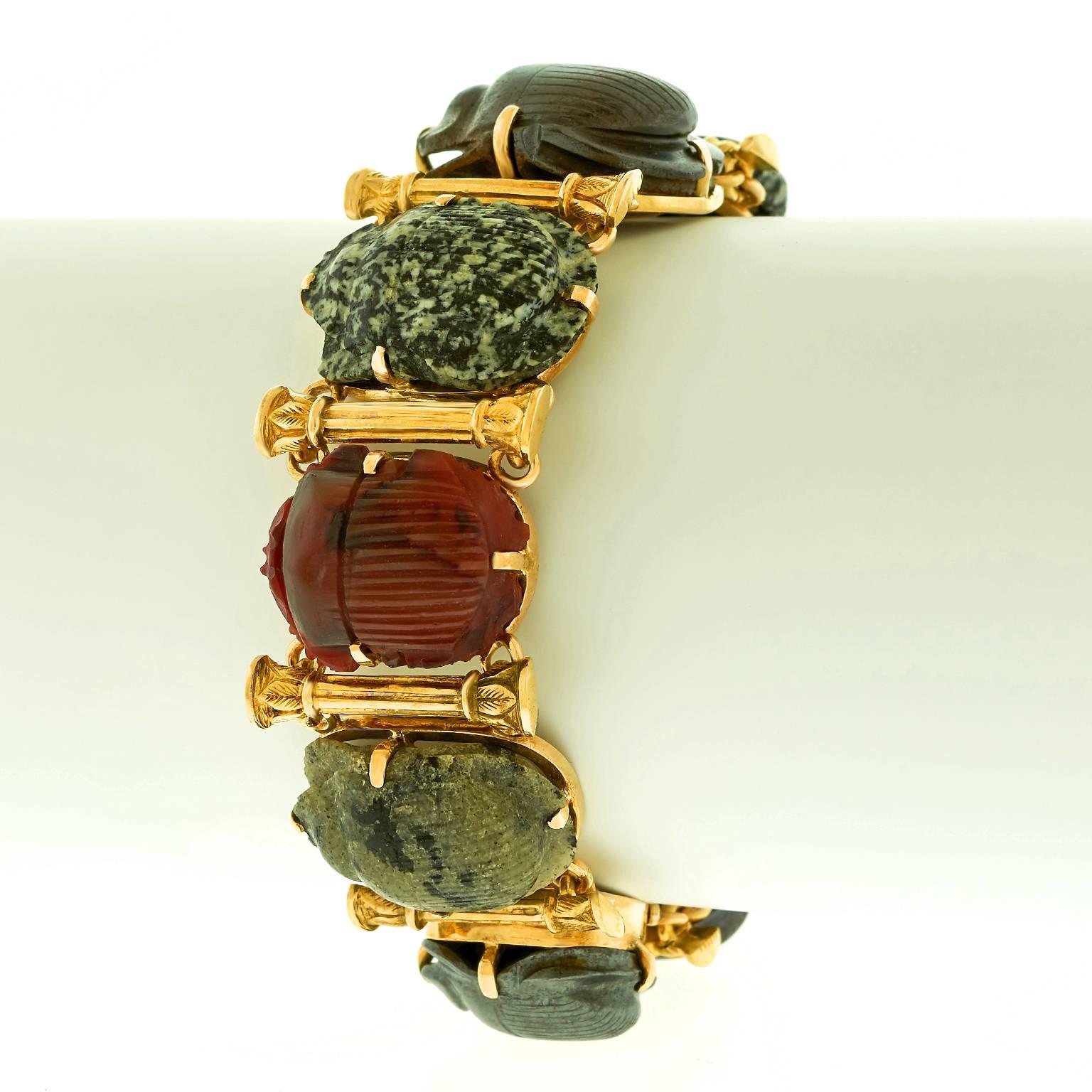 Victorian Aesthetic Gold Bracelet in the Egyptian Taste In Excellent Condition In Litchfield, CT