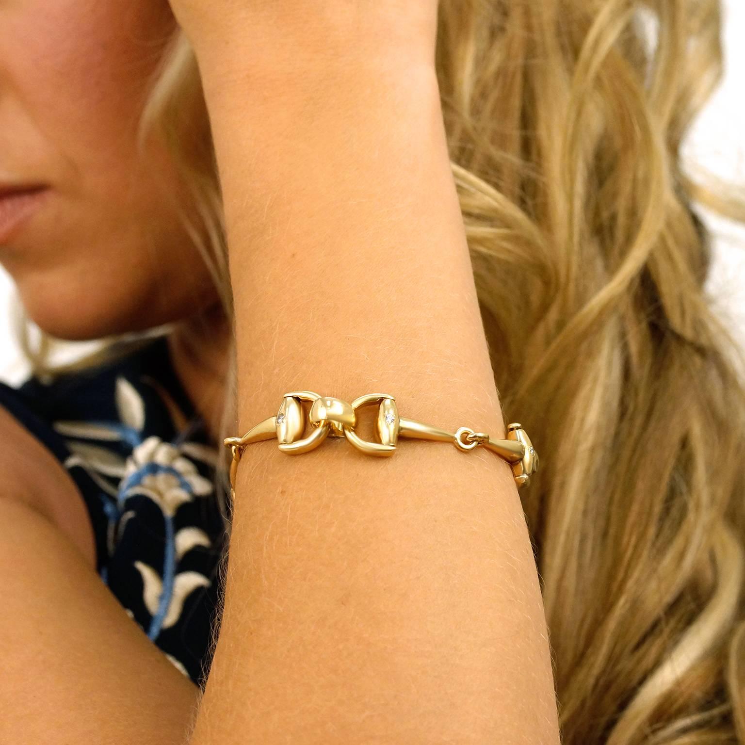 Women's Diamond-Set Gold Horse Bit Bracelet