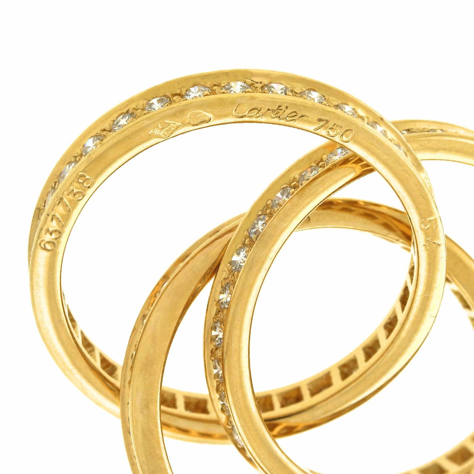 Cartier Diamond Gold Trinity Rolling Ring 1