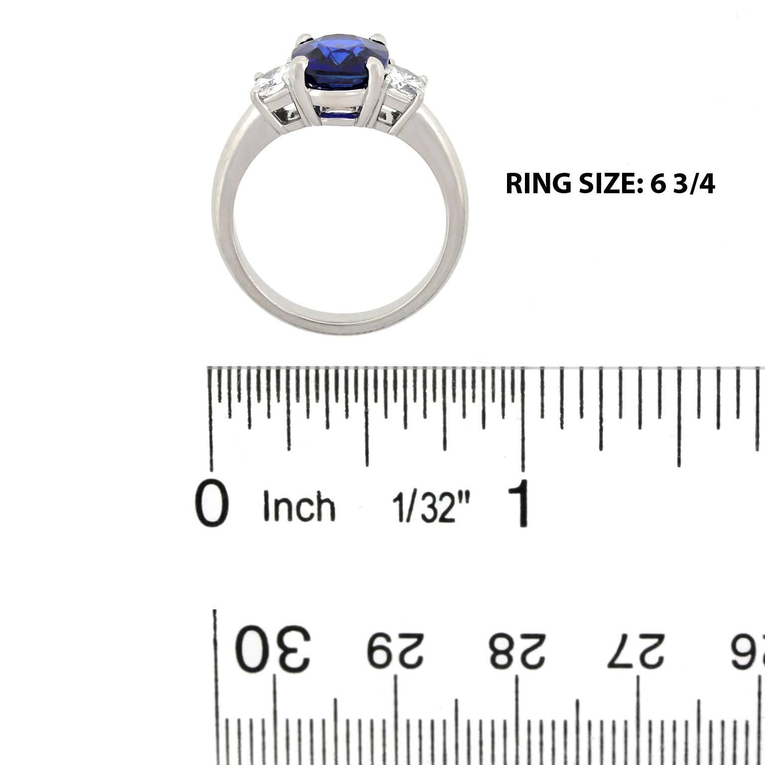 2.50 Carat Sapphire, Diamond and Platinum Ring GIA Certified 2