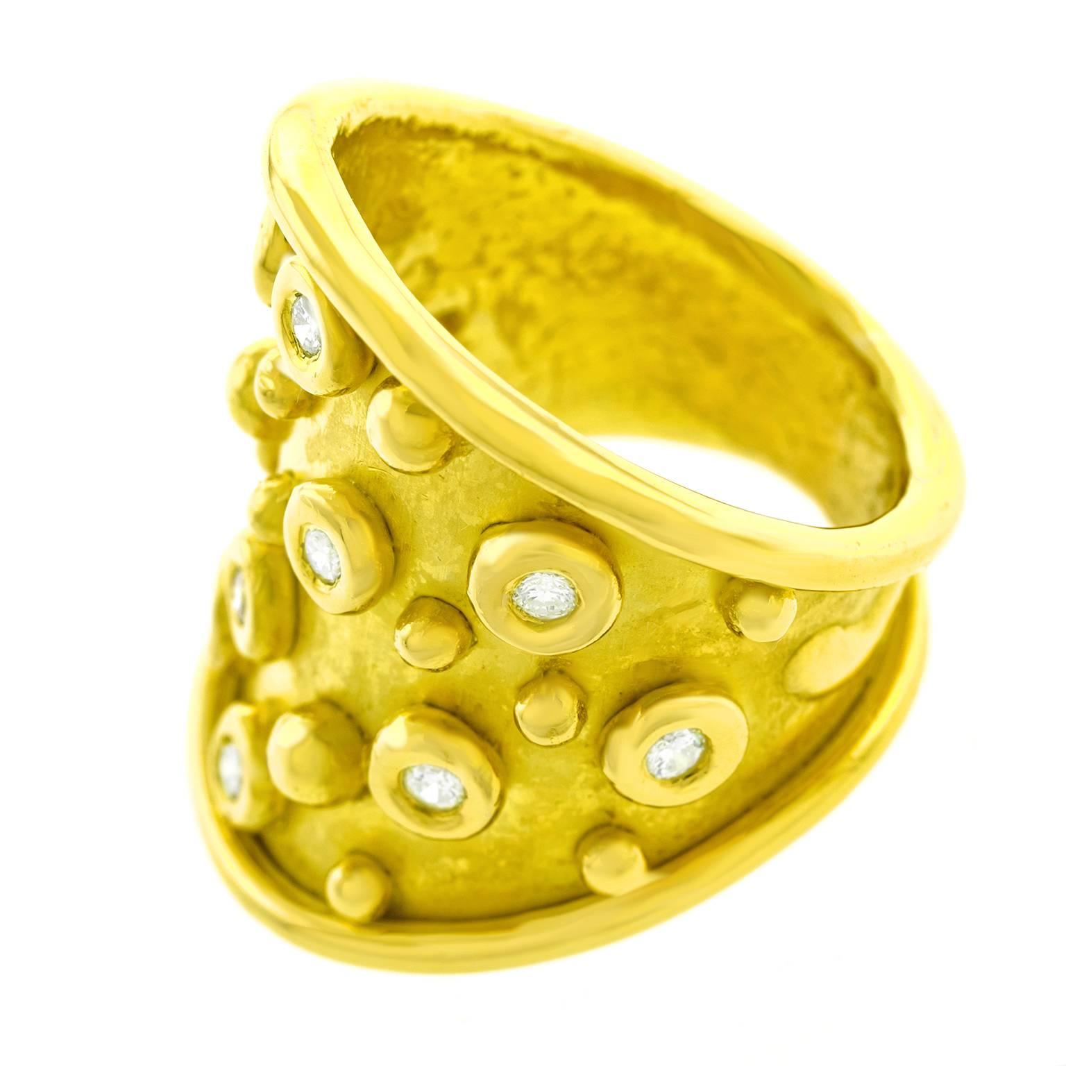 Denise Roberge Organisch Chic Diamantbesetzter Goldring 2