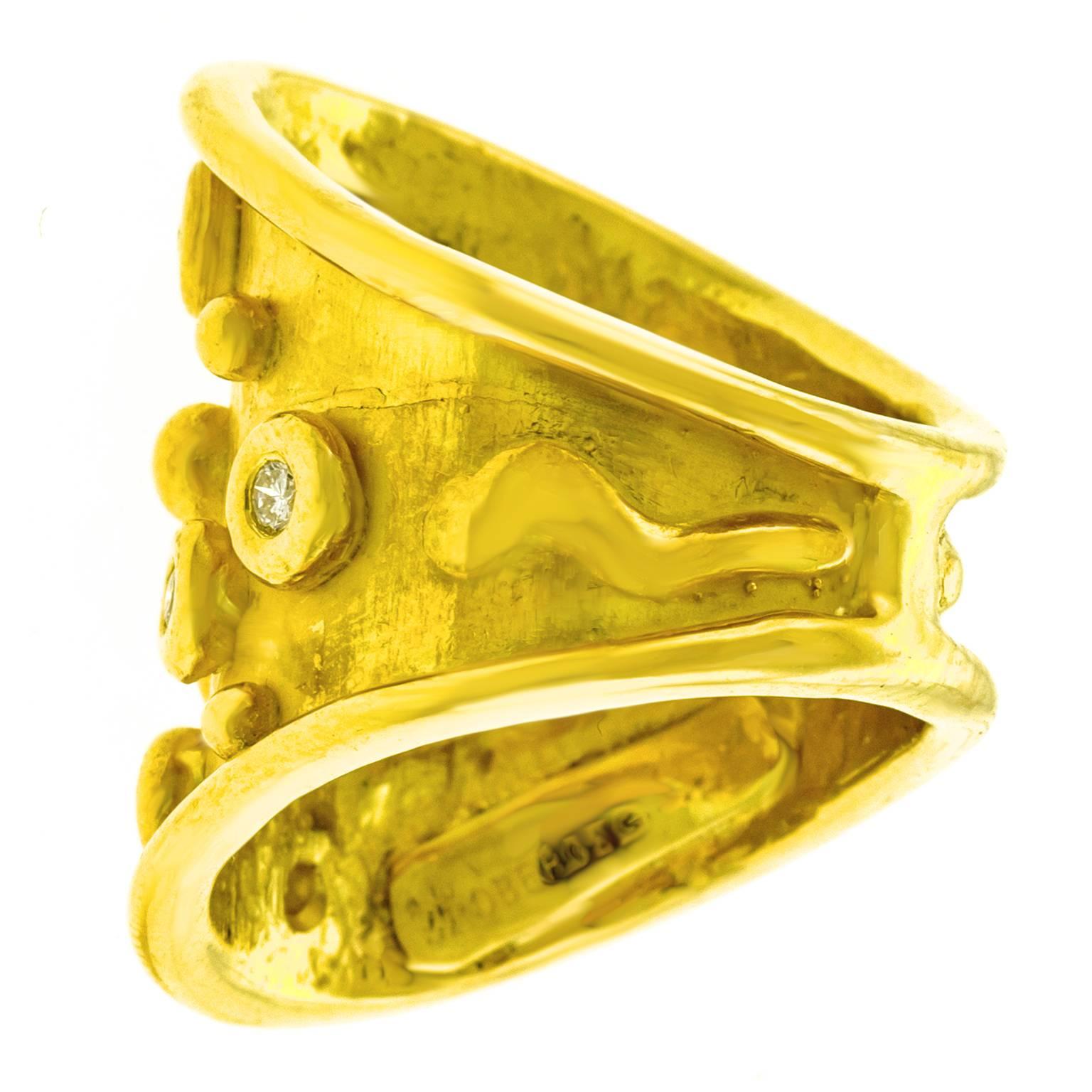 Denise Roberge Organisch Chic Diamantbesetzter Goldring 3
