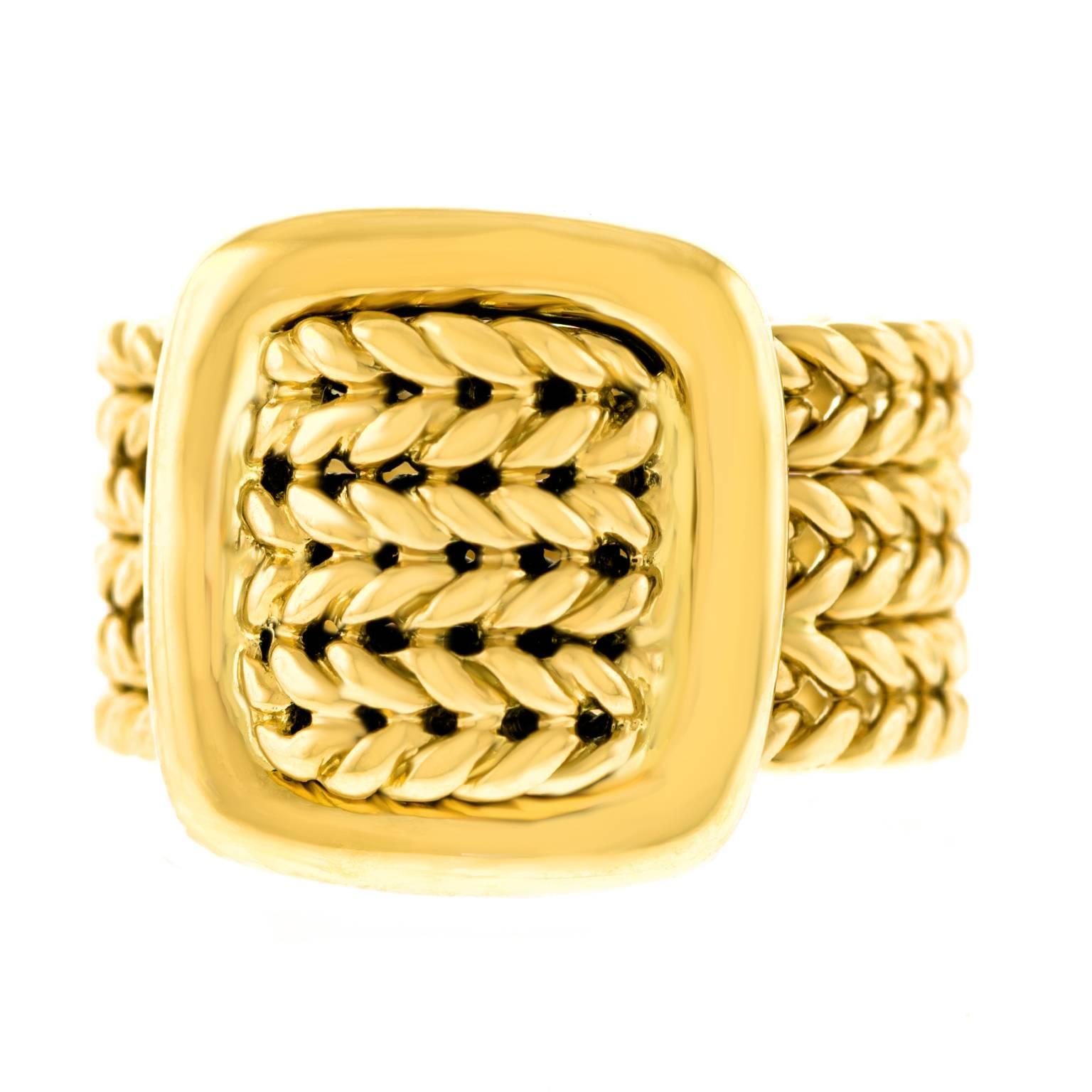 Hermes Braided Motif Gold Buckle Ring In Excellent Condition In Litchfield, CT