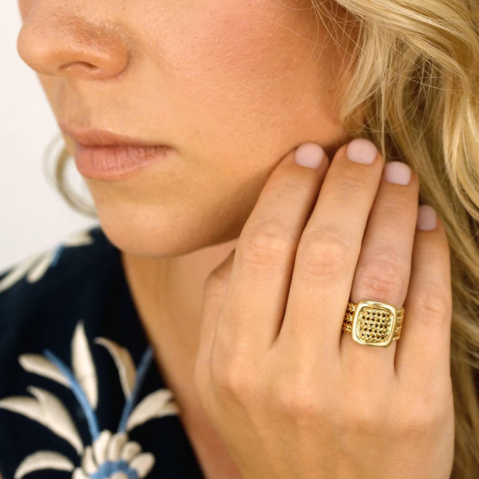 Women's Hermes Braided Motif Gold Buckle Ring