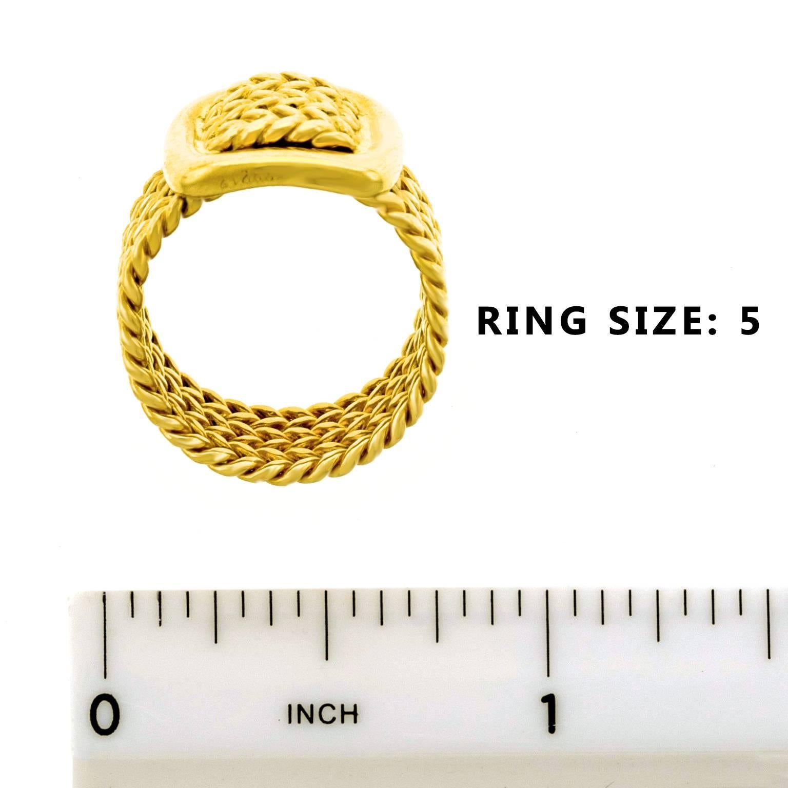 Hermes Braided Motif Gold Buckle Ring 2