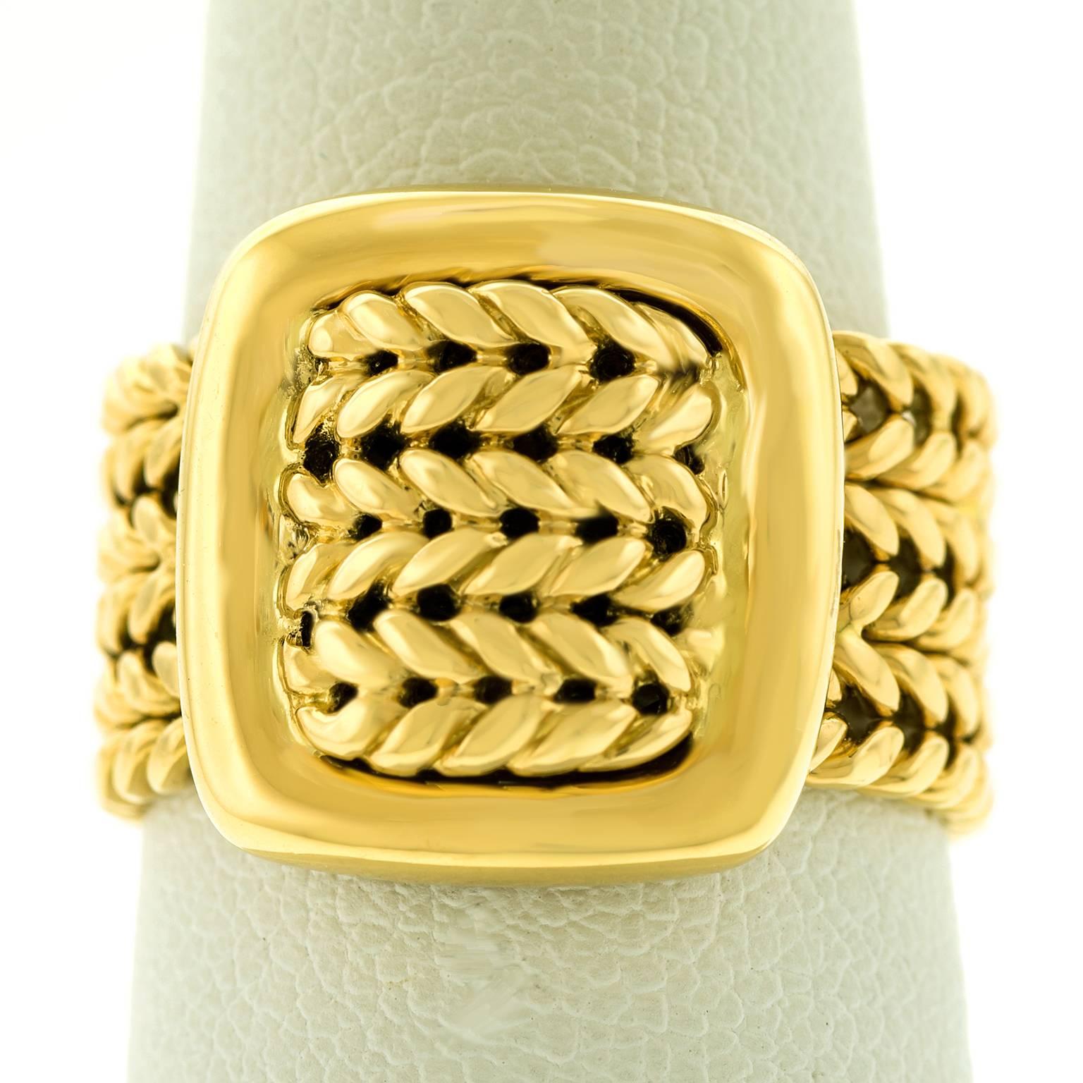 Hermes Braided Motif Gold Buckle Ring 3