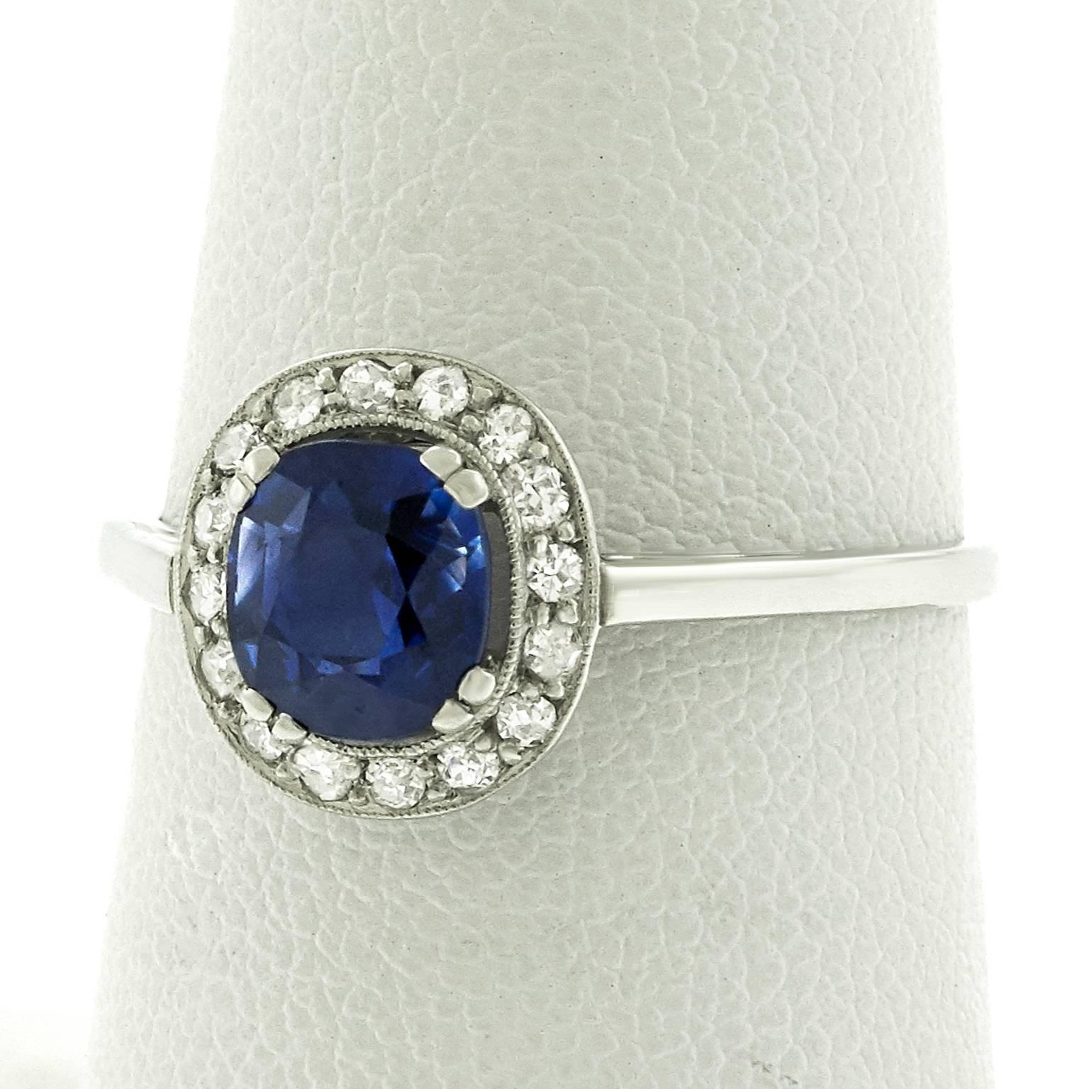 Art Deco Sapphire Diamond Platinum Ring 3
