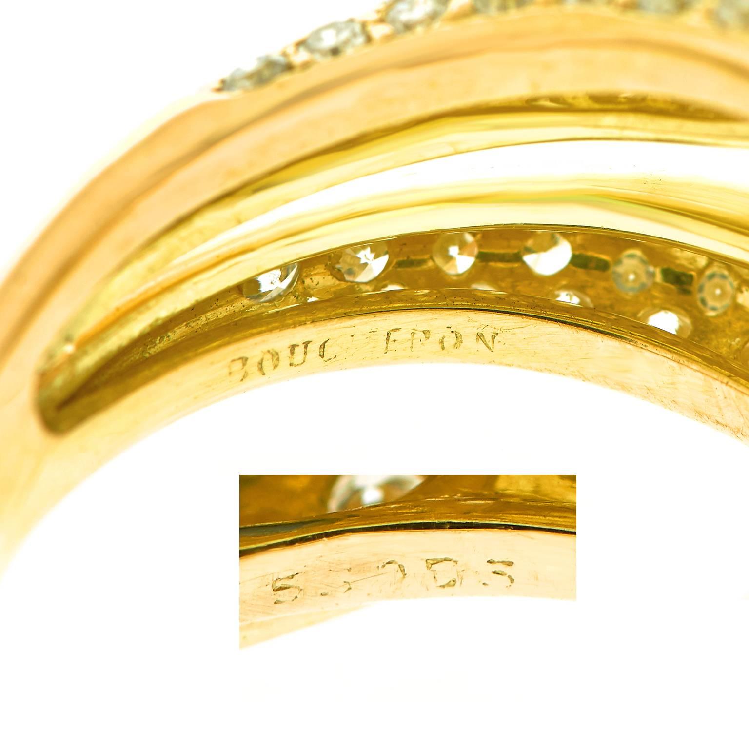 Women's or Men's Boucheron Sapphire and Diamond Set Gold Ring