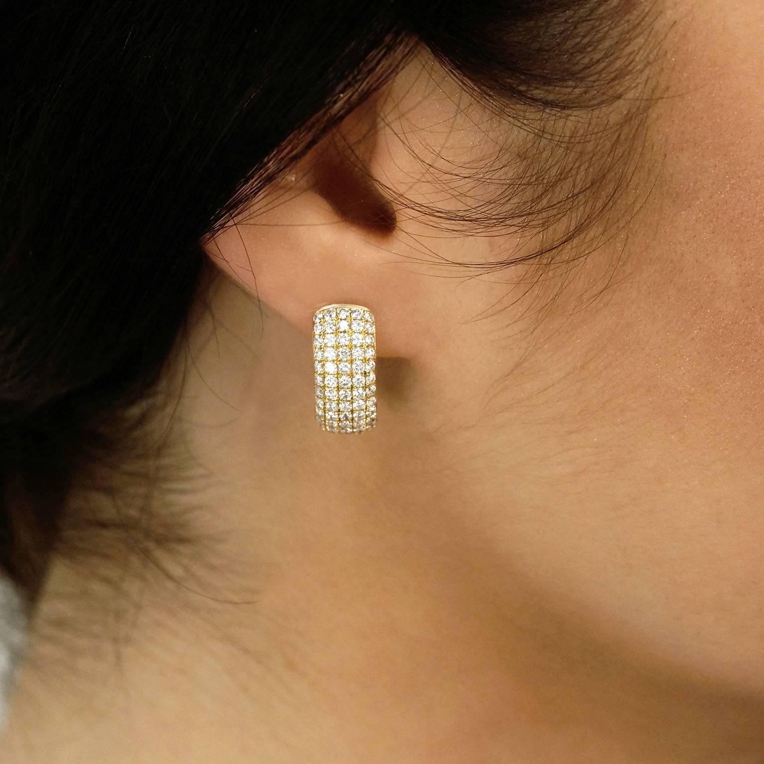 Women's Diamond Pave Gold Hoop Earrings