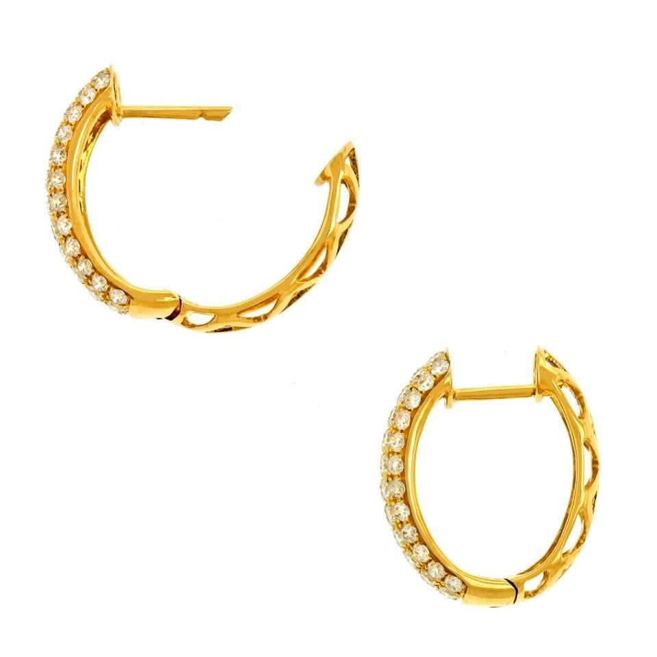 Diamond Pave Gold Hoop Earrings 3