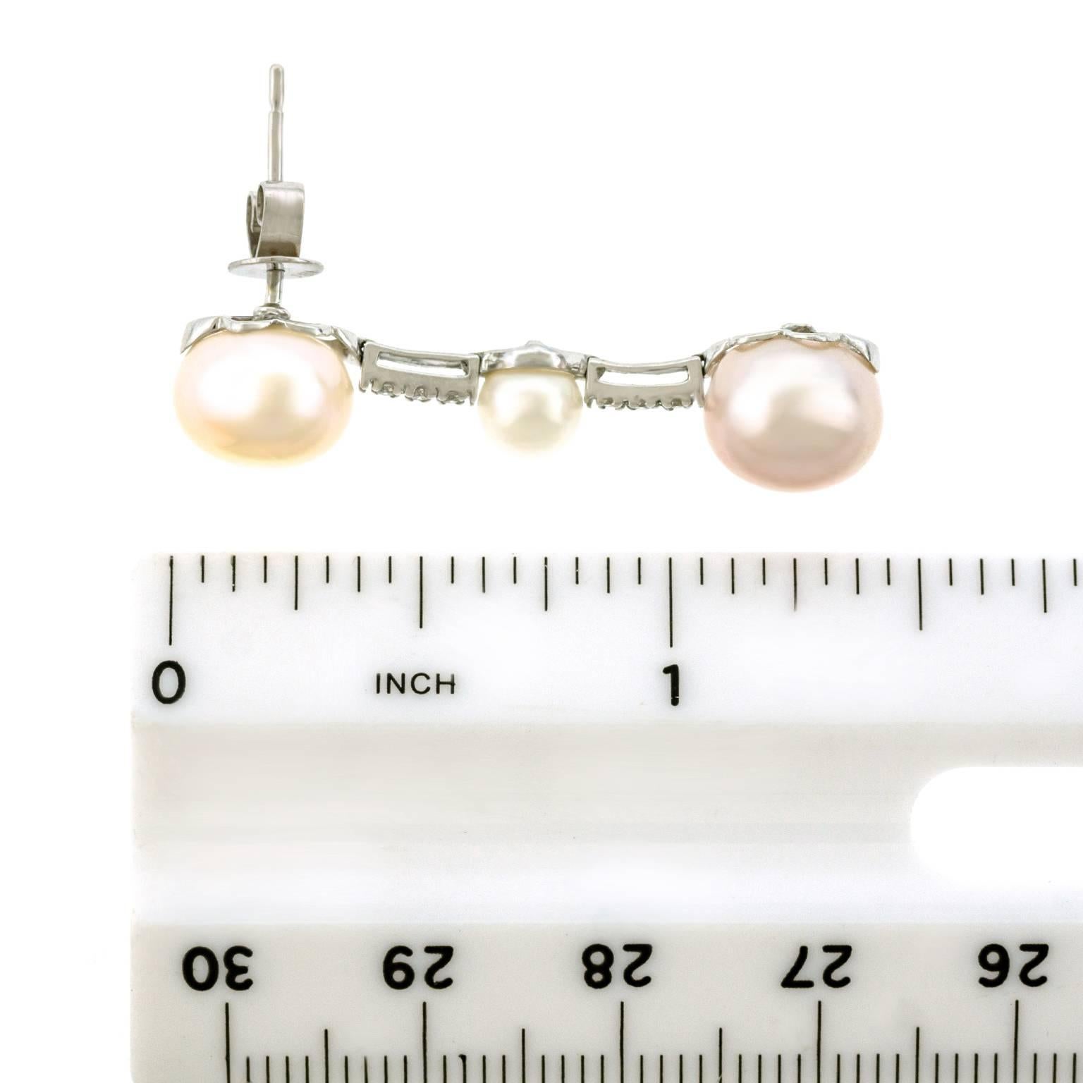 Jenny Perl Diamond and Akoya Pearl White Gold Earrings 1